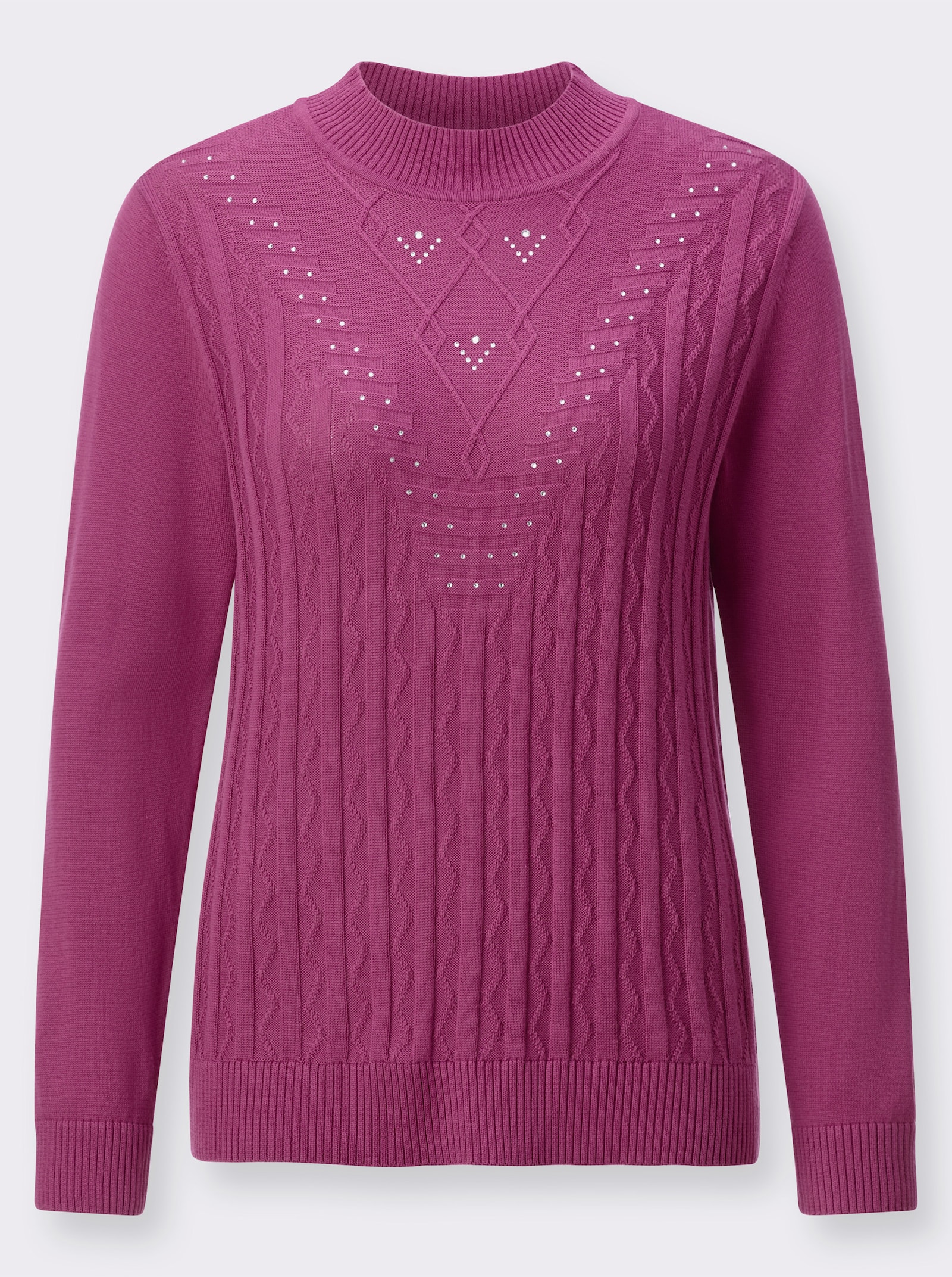 Stehkragenpullover mit Glitzersteinchen - erika