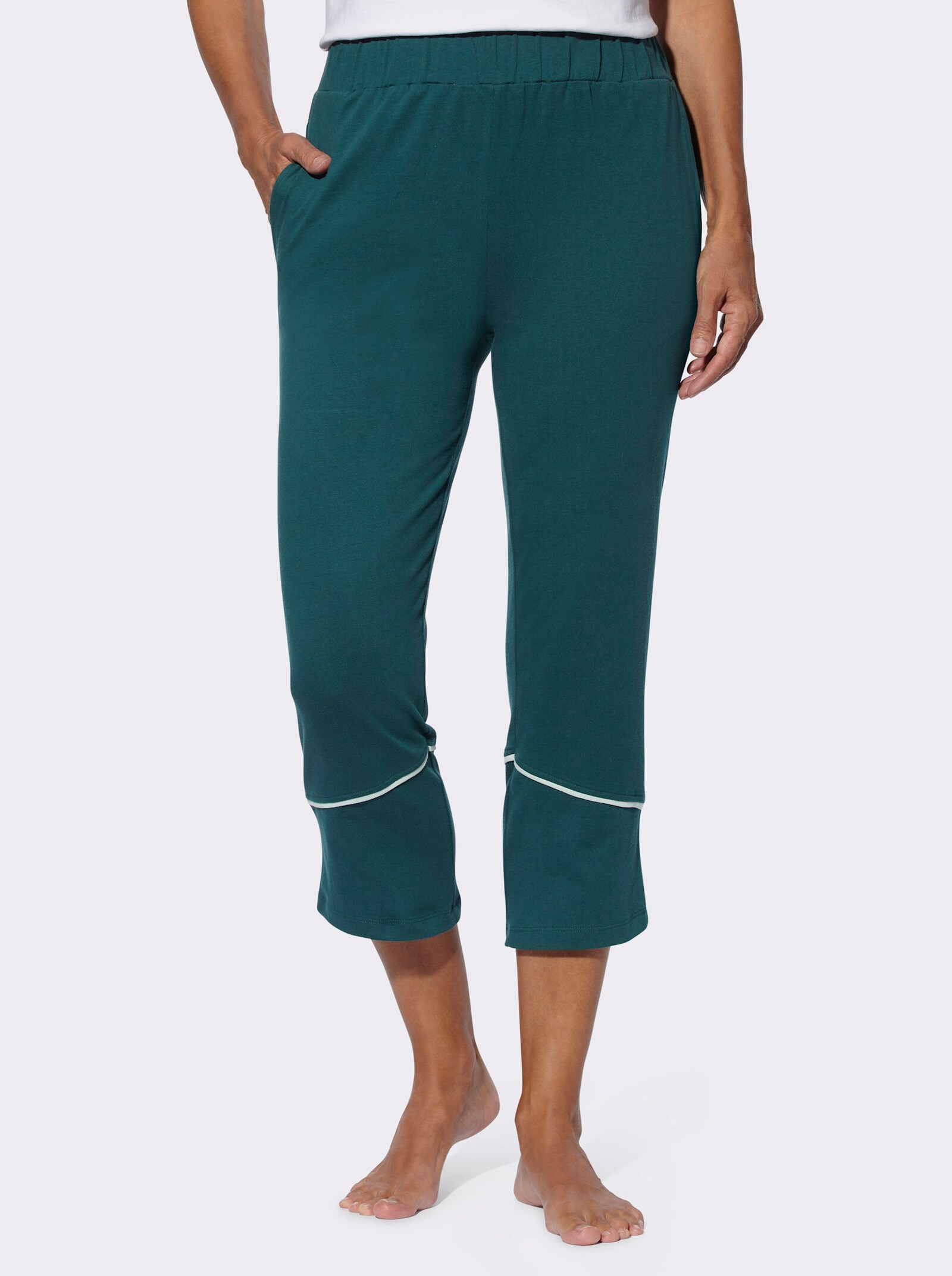 7/8-broek met gladde comfortband rondom - petrol