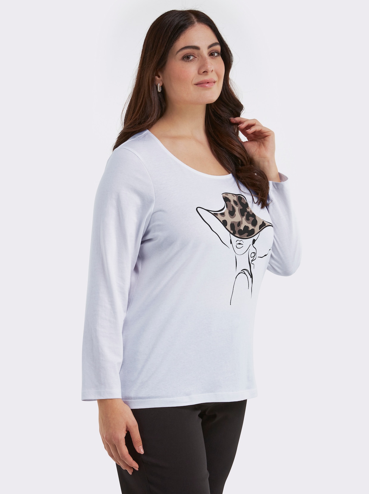 Langarmshirt mit Druck vorne - ecru