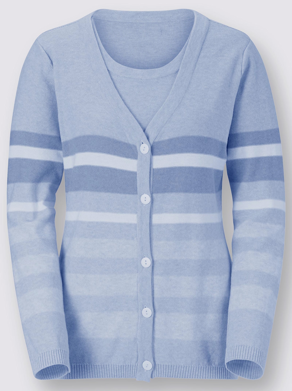 Pullover met korte mouwen - bleu/gemêleerd gestreept