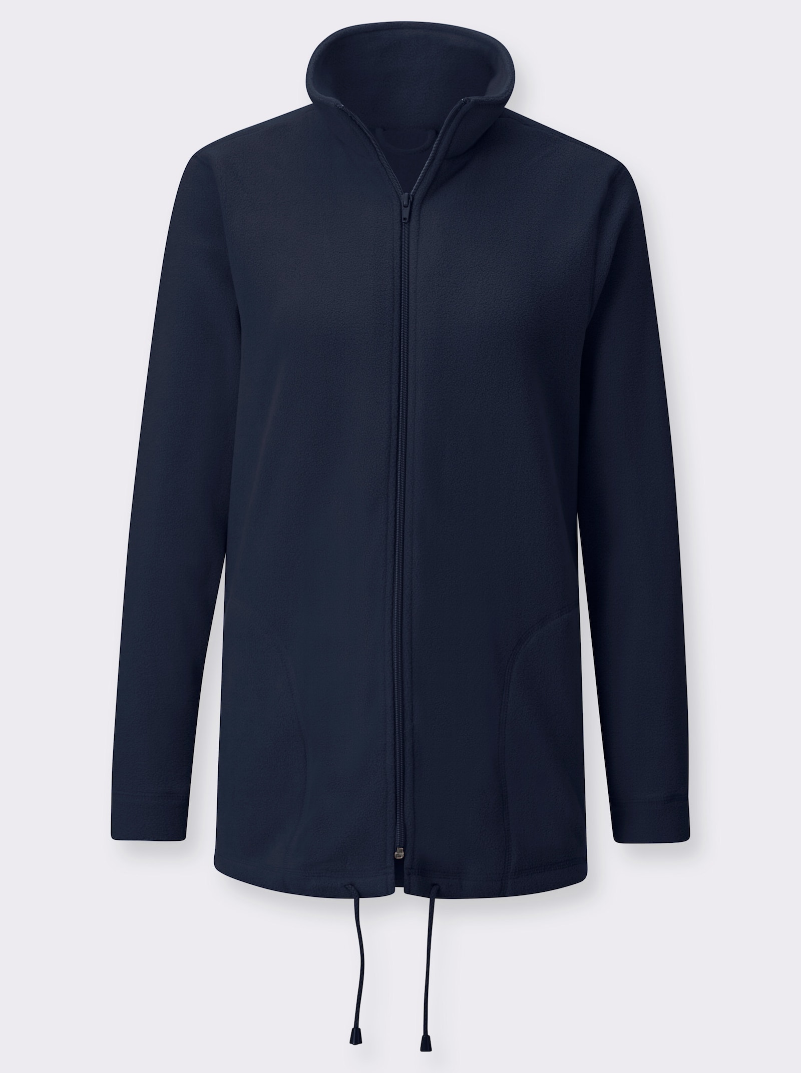 Fleecejack trekkoord aan de zoom - marine