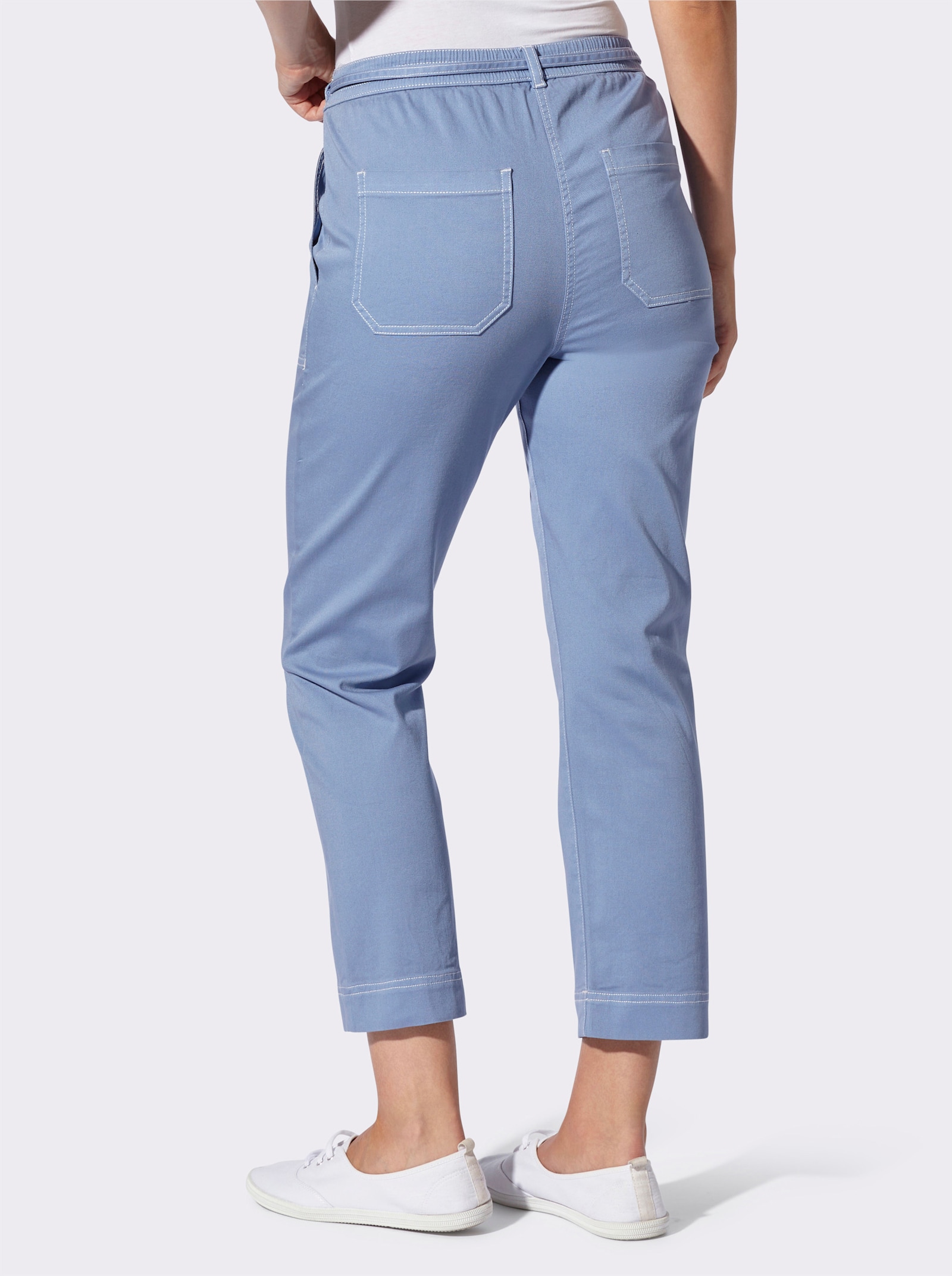 7/8-Jeans Schlupfform, mit Dehnbund - taubenblau