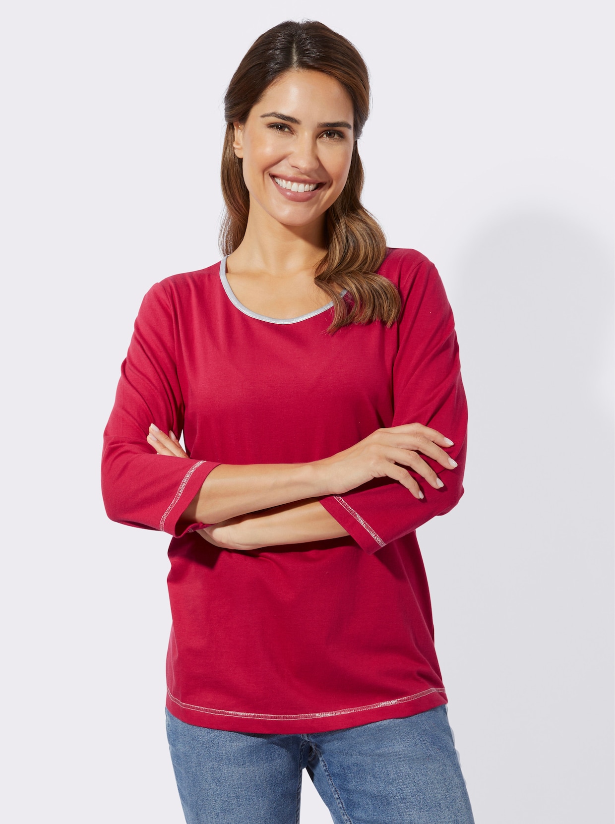 Shirt met 3/4-mouw - rood