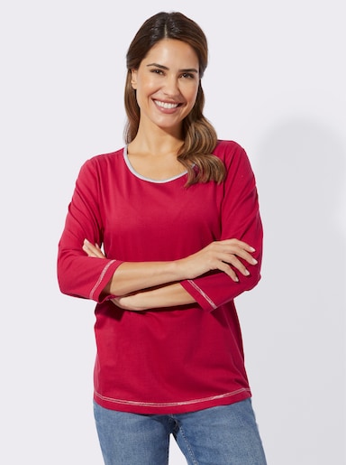 3/4-Arm-Shirt mit silberfarbenen Details - rot