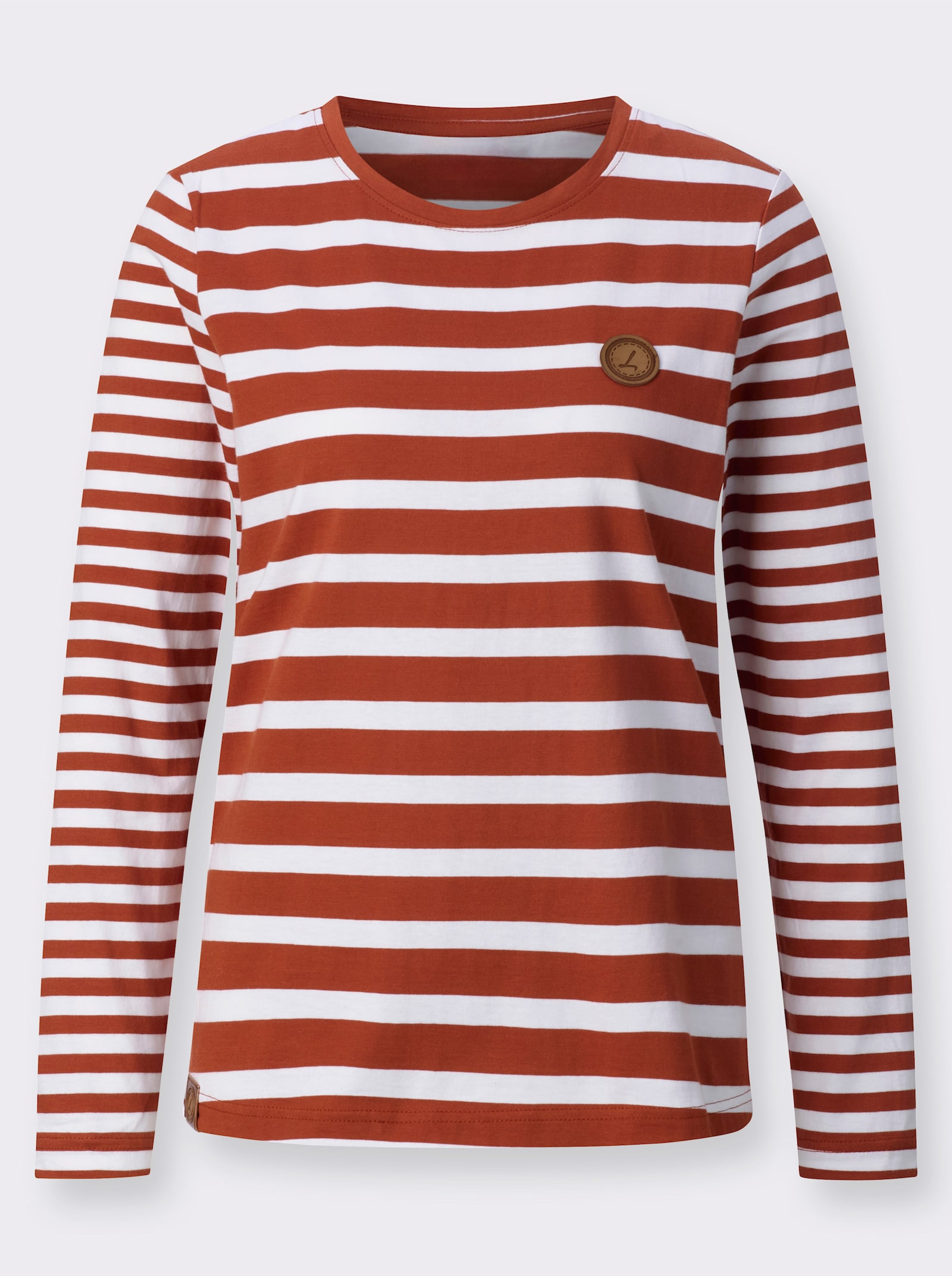 Shirt met streepjespatroon - roestrood/wit gestreept