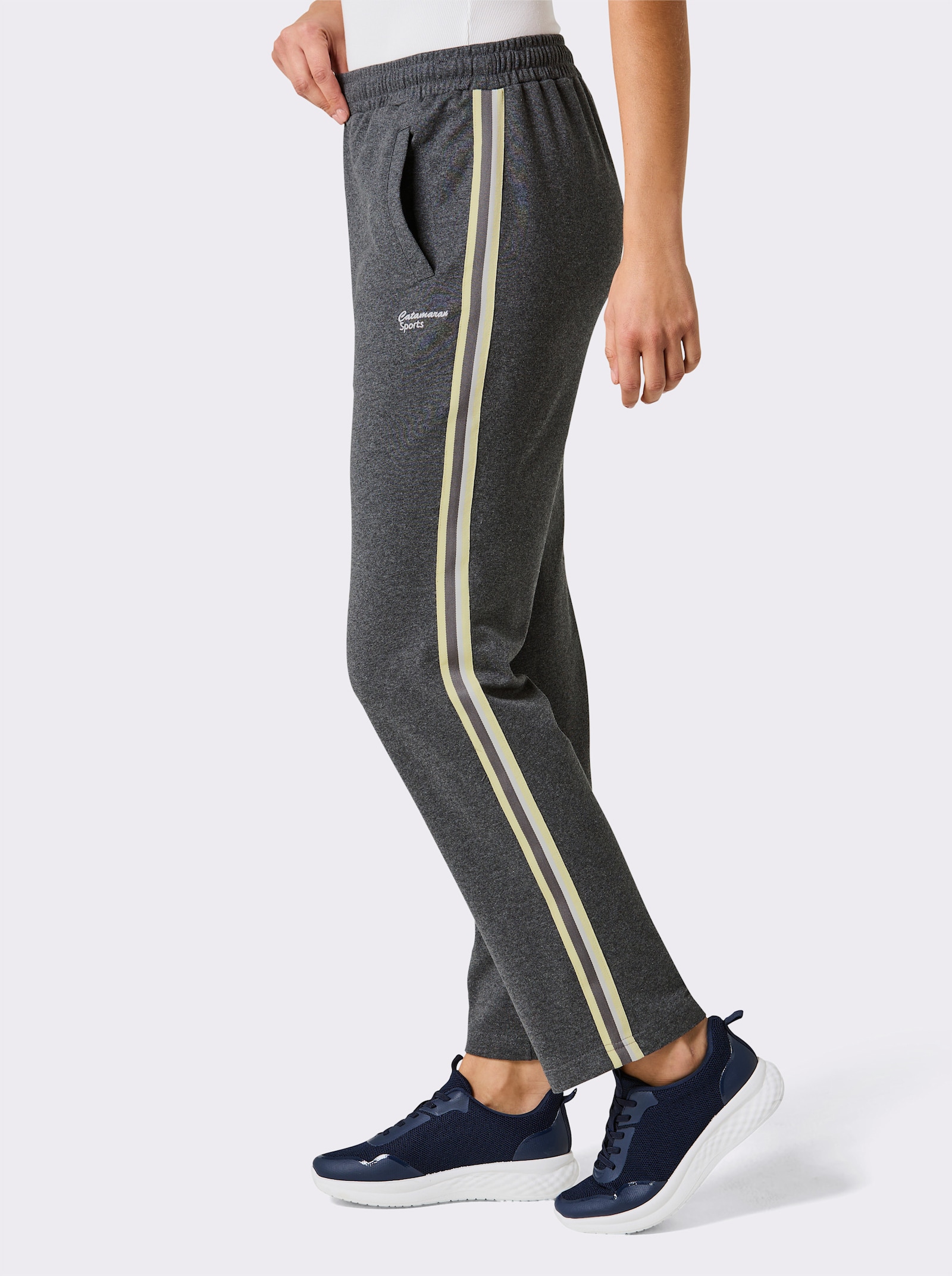 Catamaran Sports Freizeithose mit Kontraststreifen - anthrazit-meliert