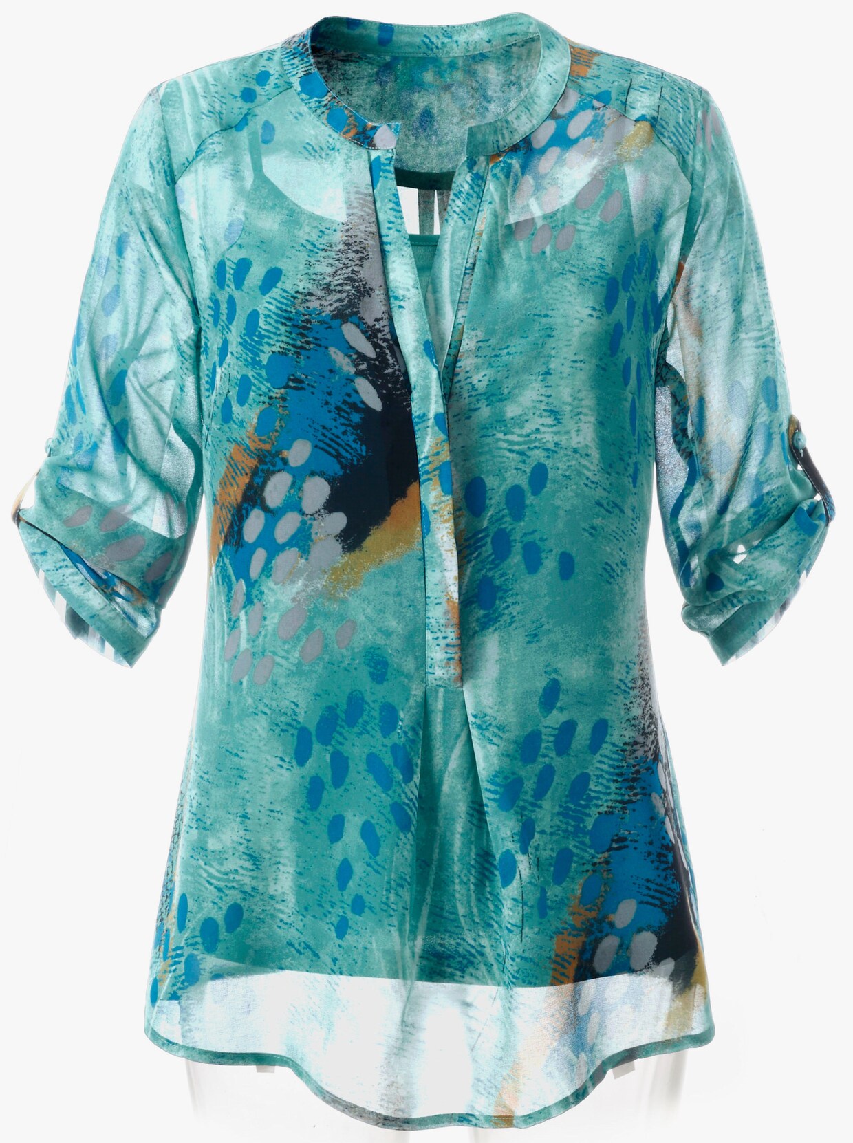 Chiffonbluse - jade-gemustert