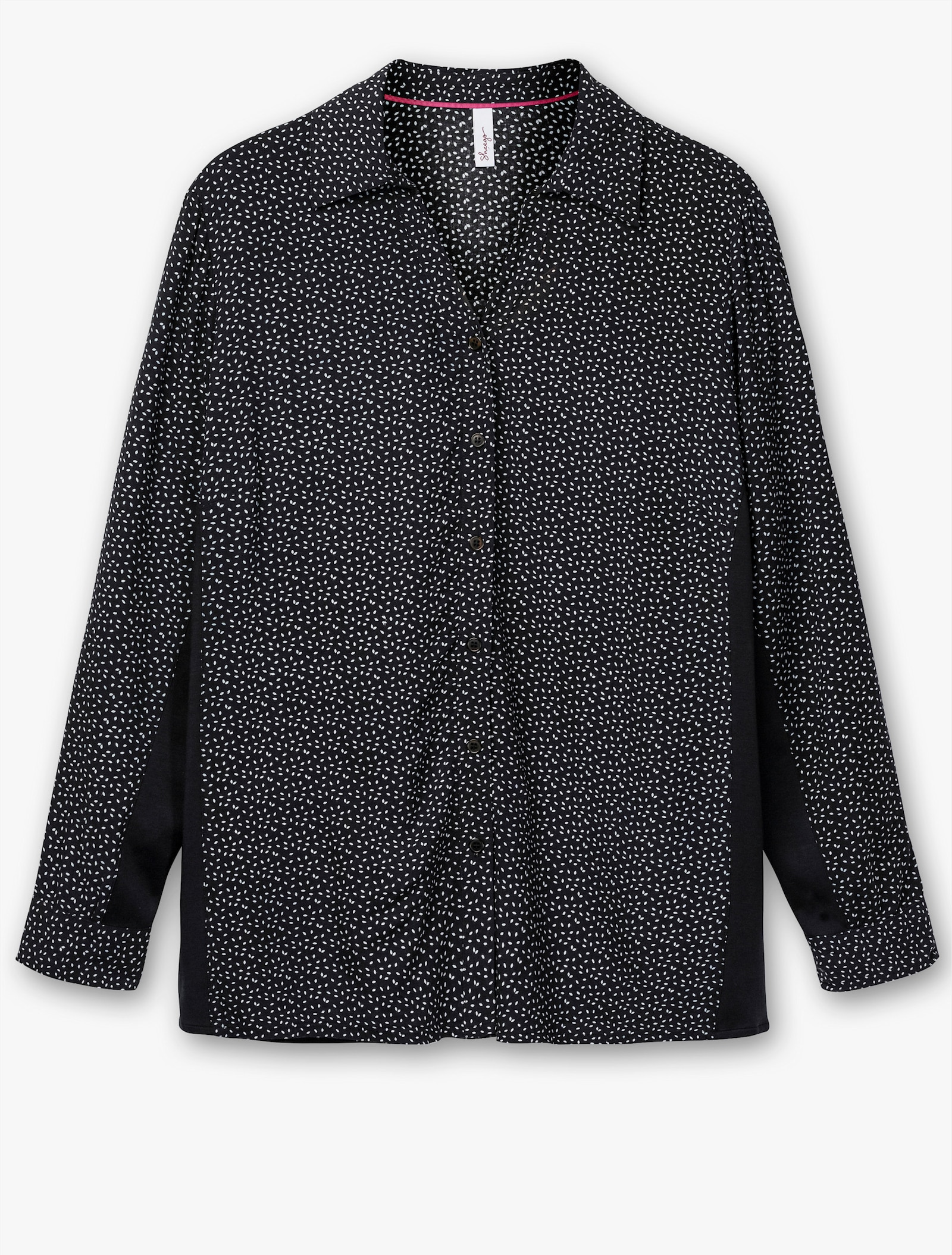 sheego Hemdbluse mit Alloverprint - schwarz-gemustert
