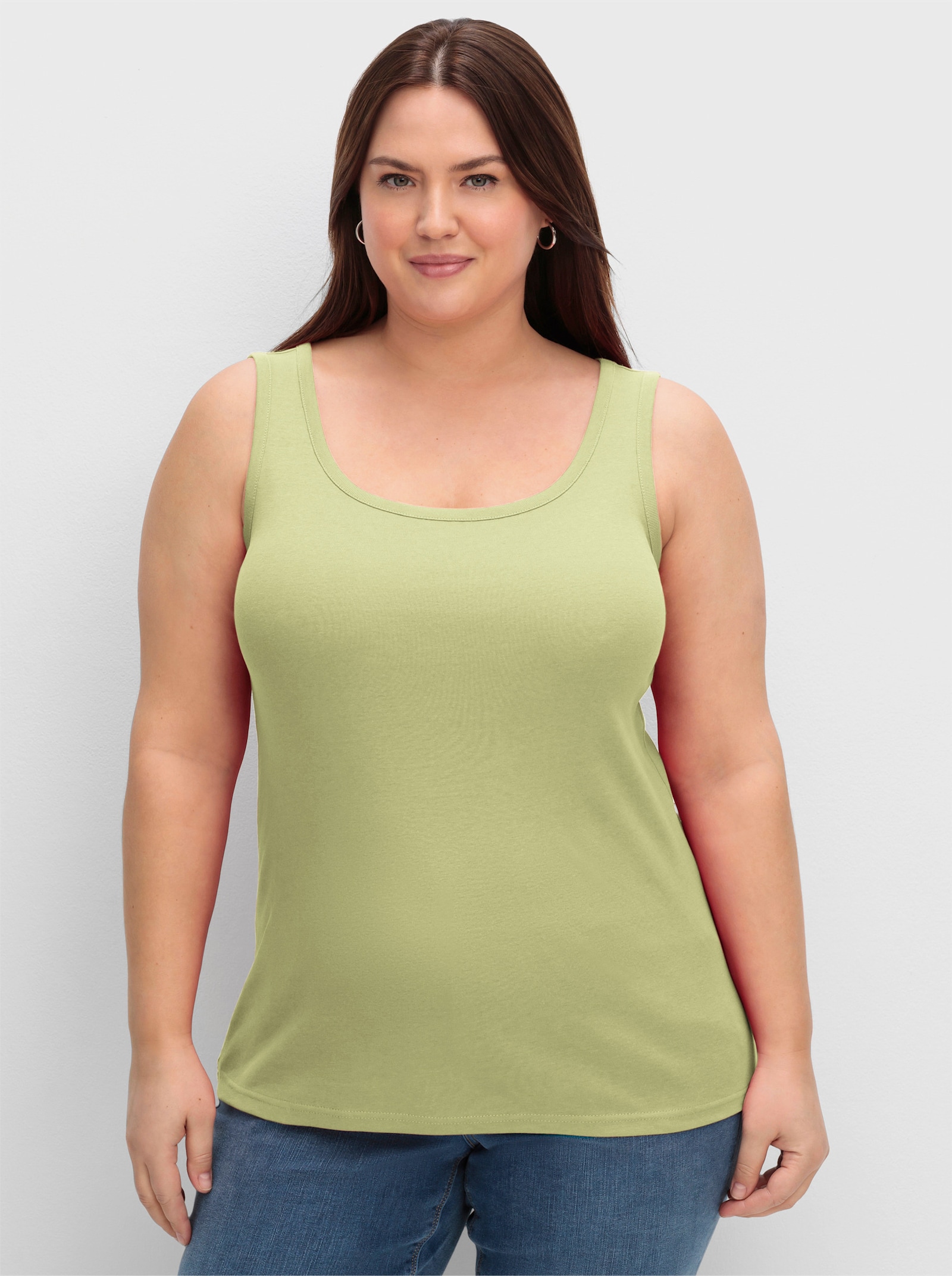 sheego Tanktop van ribmateriaal - pistache