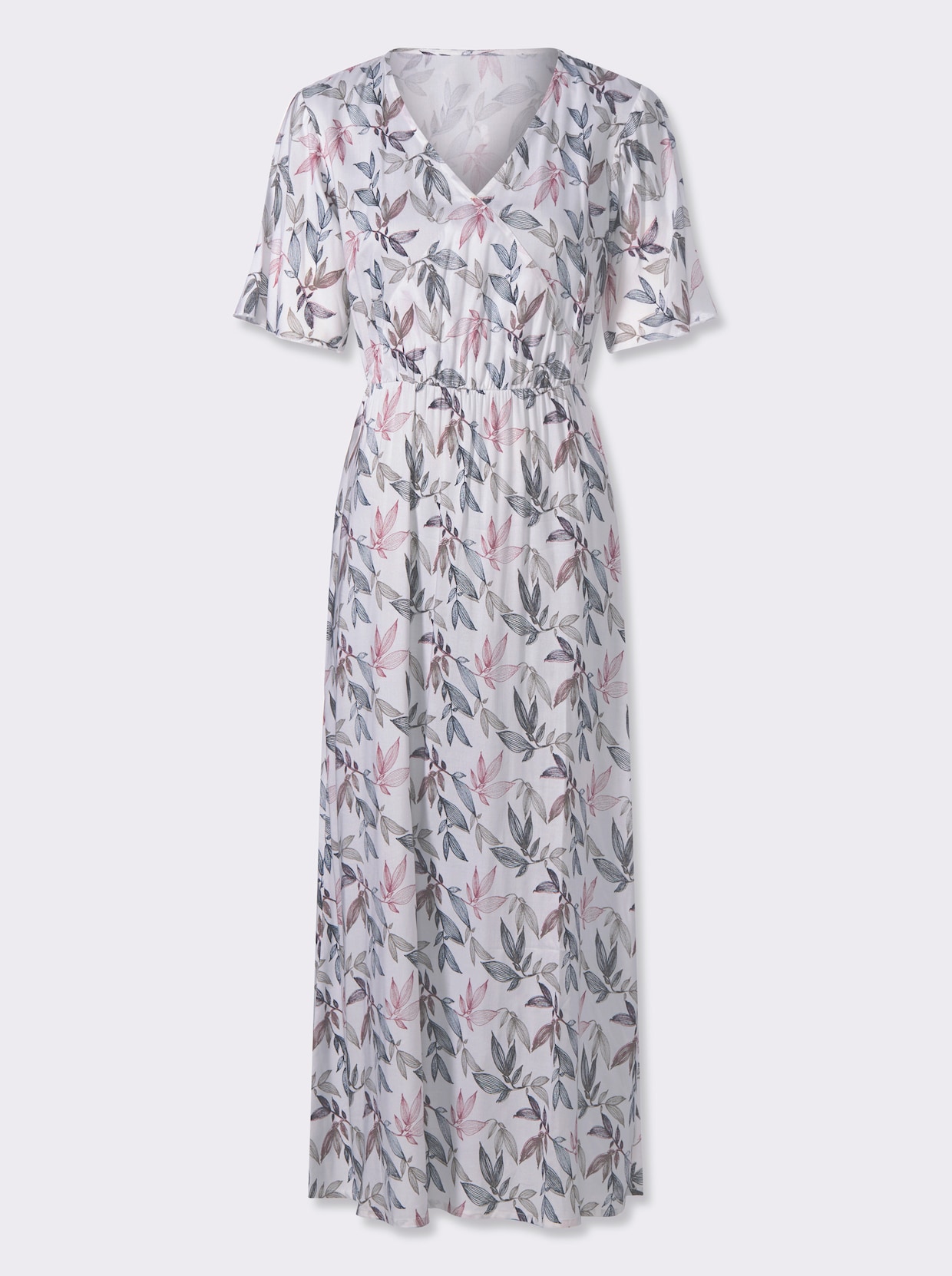 Druckkleid - ecru-marine-bedruckt