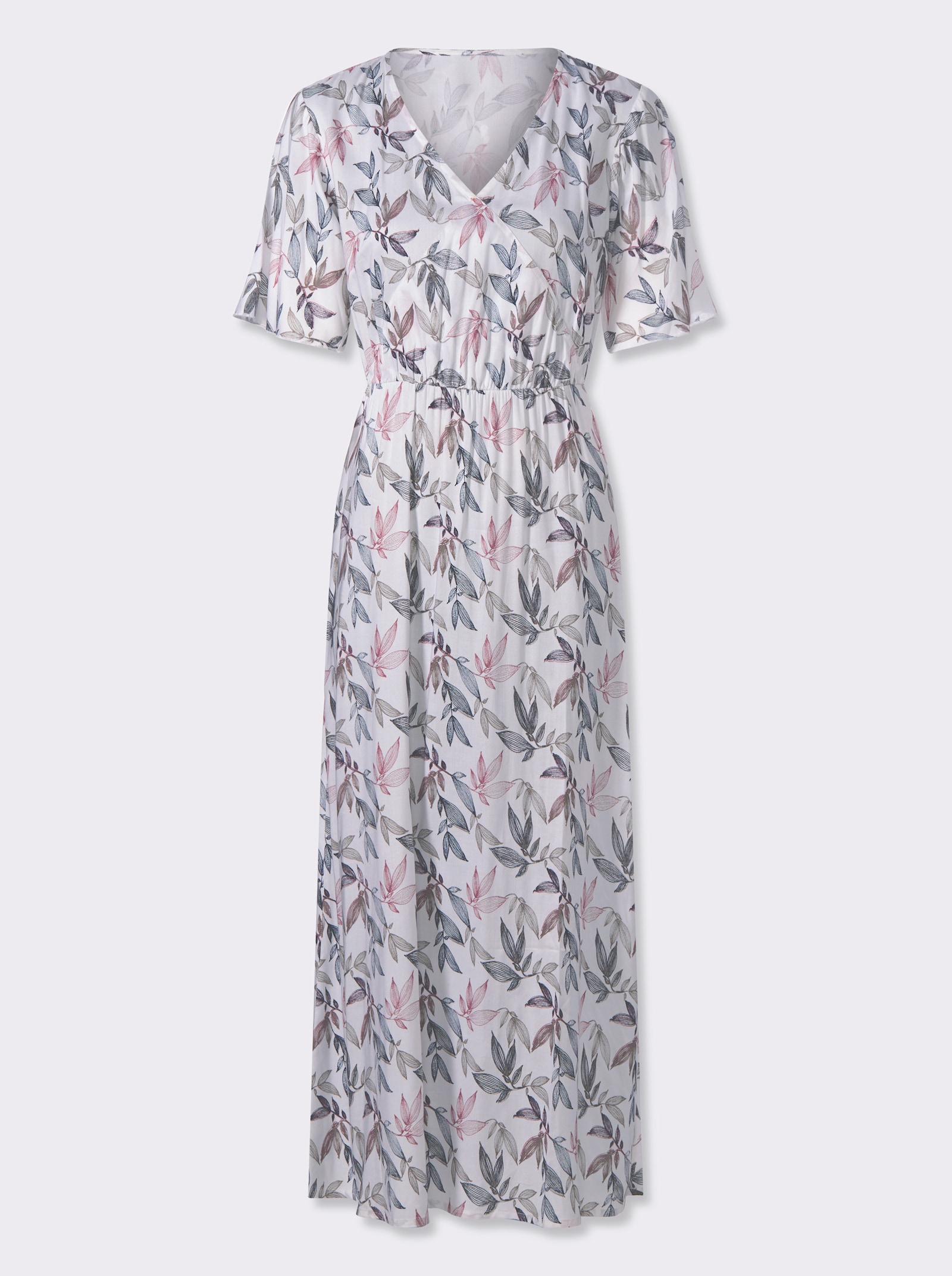 Šaty s potiskem z čisté viskózy - ecru-námořnická modrá-potisk