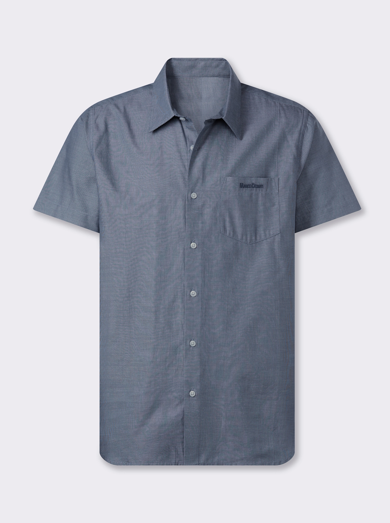 Marco Donati Kurzarmhemd mit Fleckschutz-Ausrüstung - rauchblau-meliert