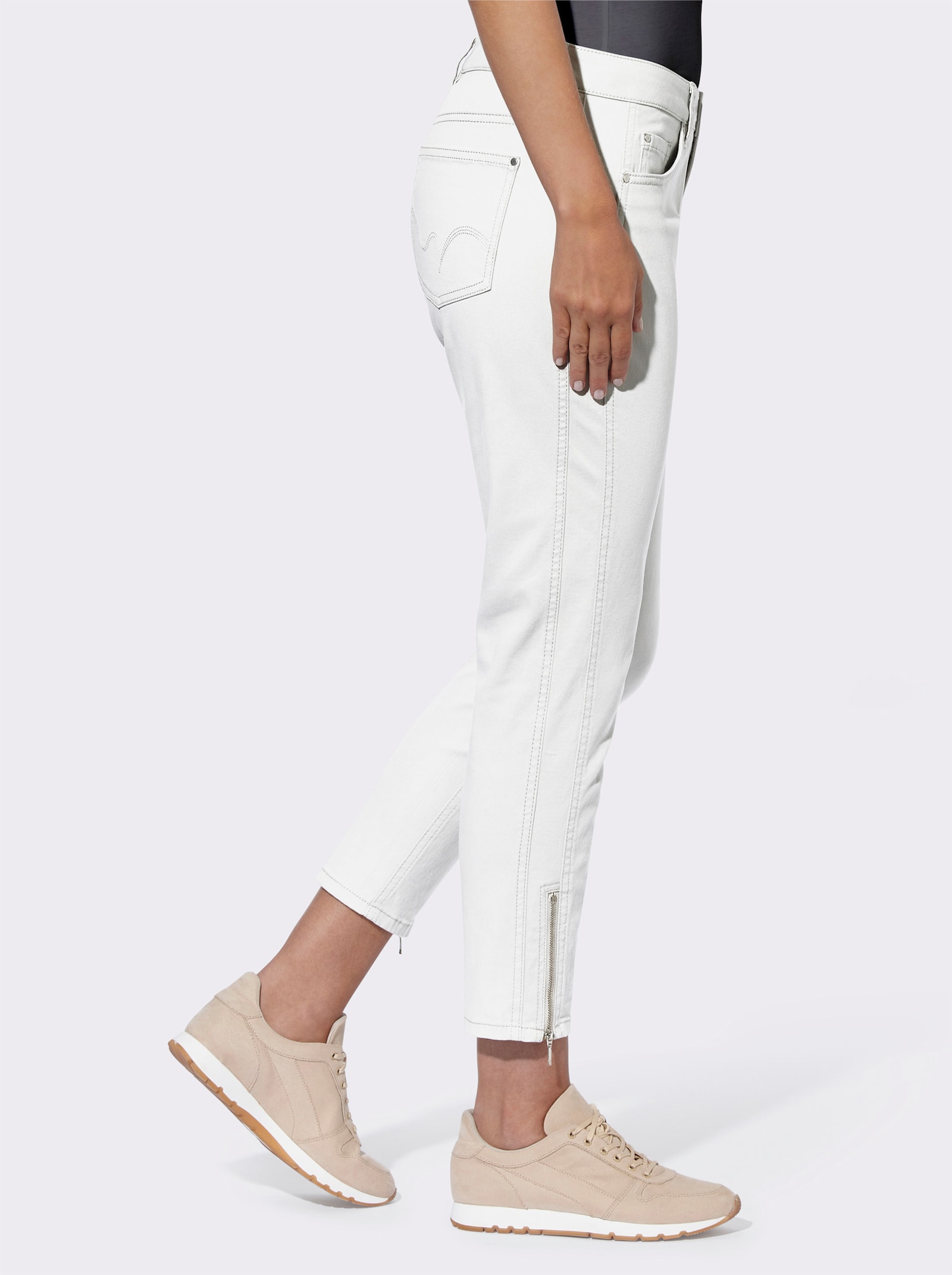 heine 5-Pocket-Hose mit seitlichen Einsätzen - weiß