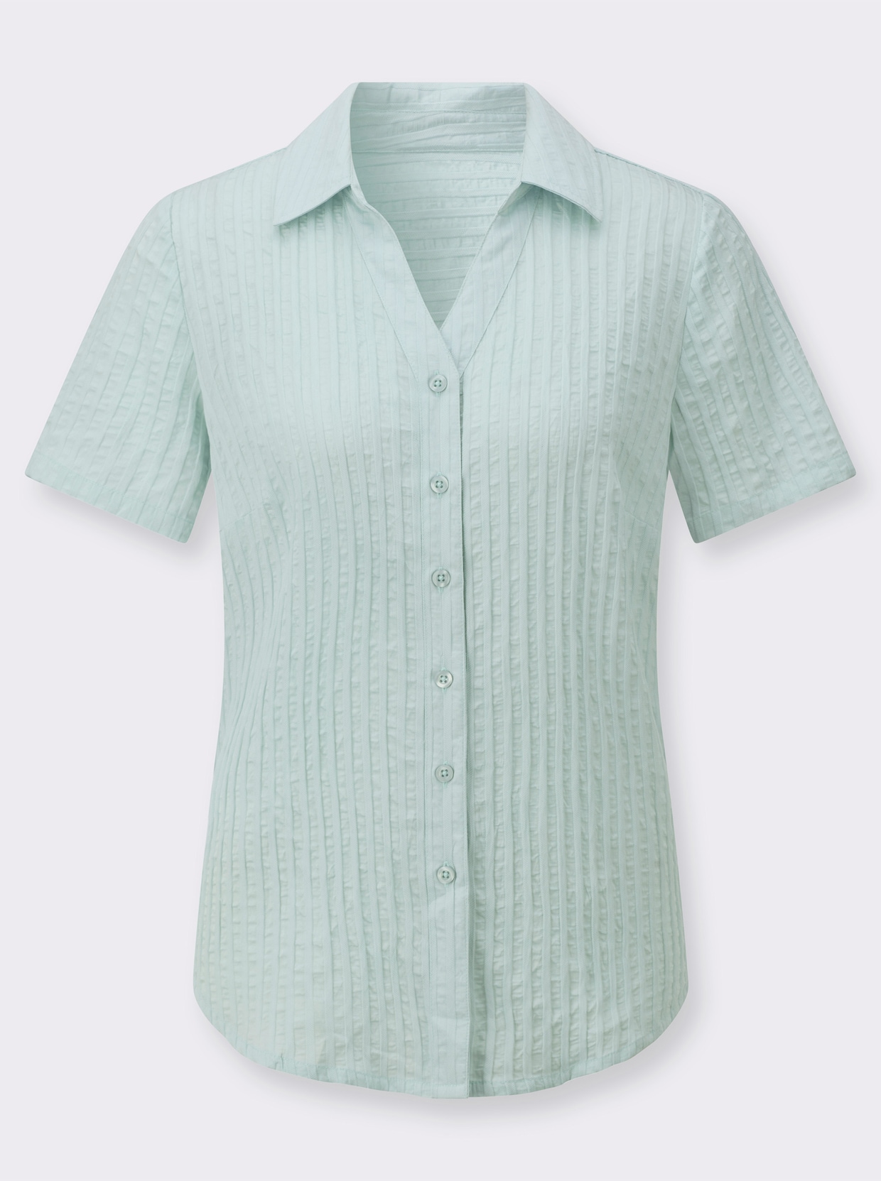 Hemdbluse - kalkmint-gestreift