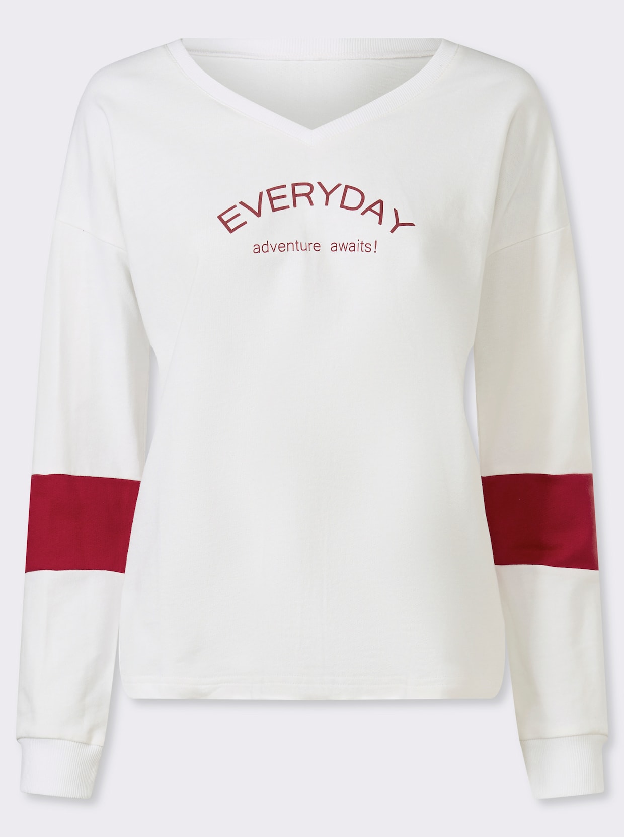 Sweatshirt mit Schriftzug - ecru-kirsche