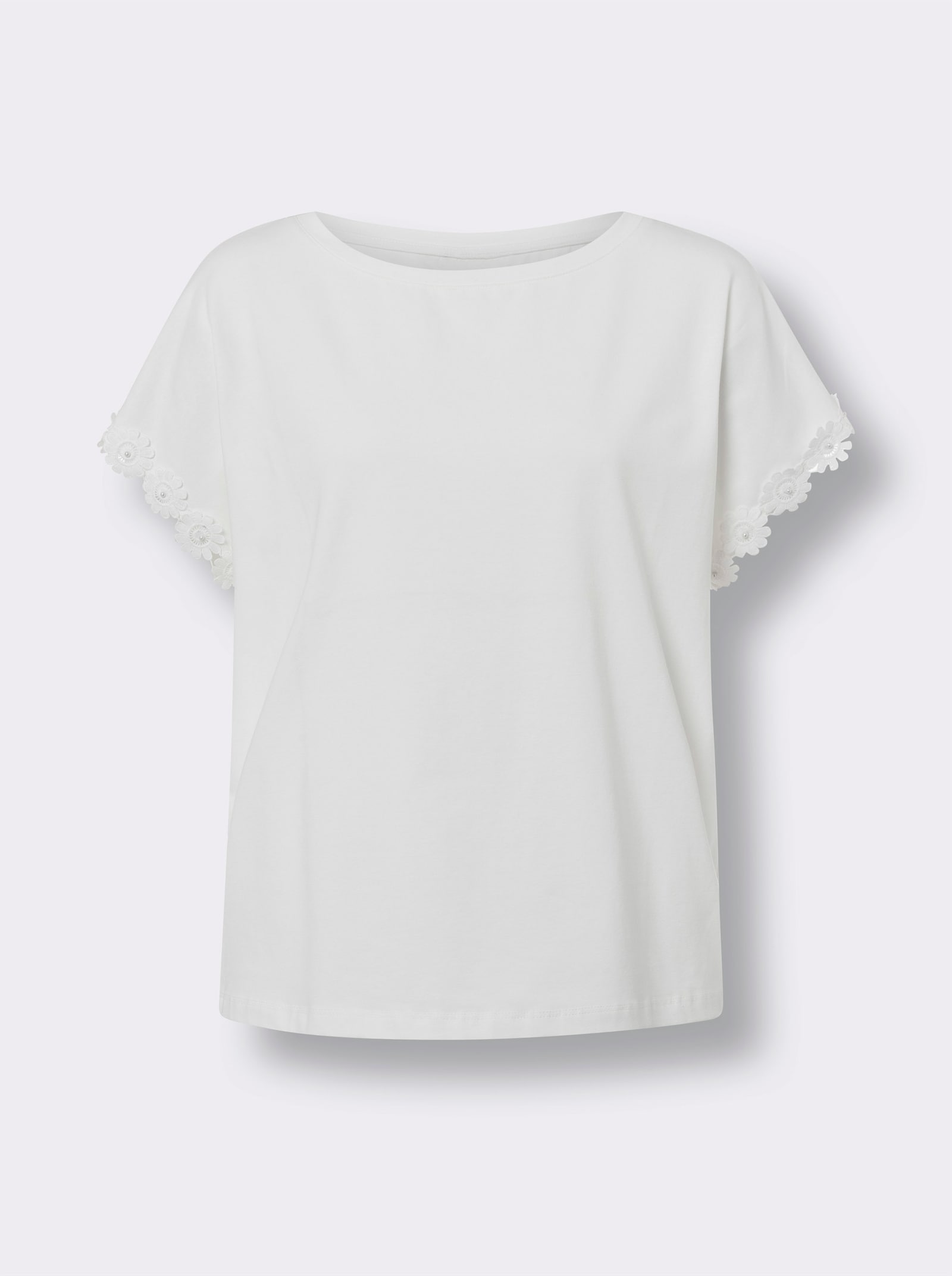 heine Rundhalsshirt mit Zierperlen - ecru