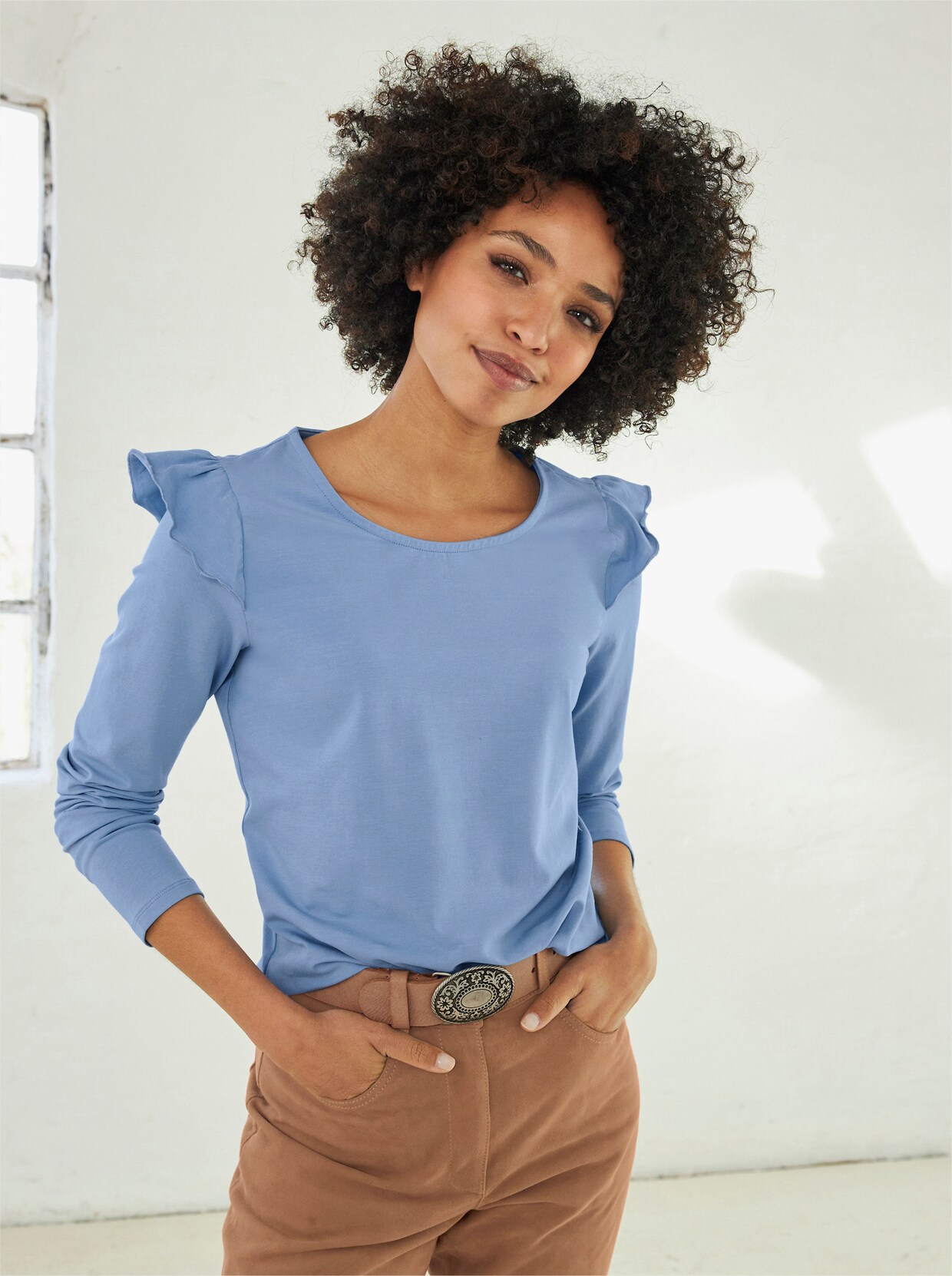 heine Shirt met ronde hals - hemelsblauw