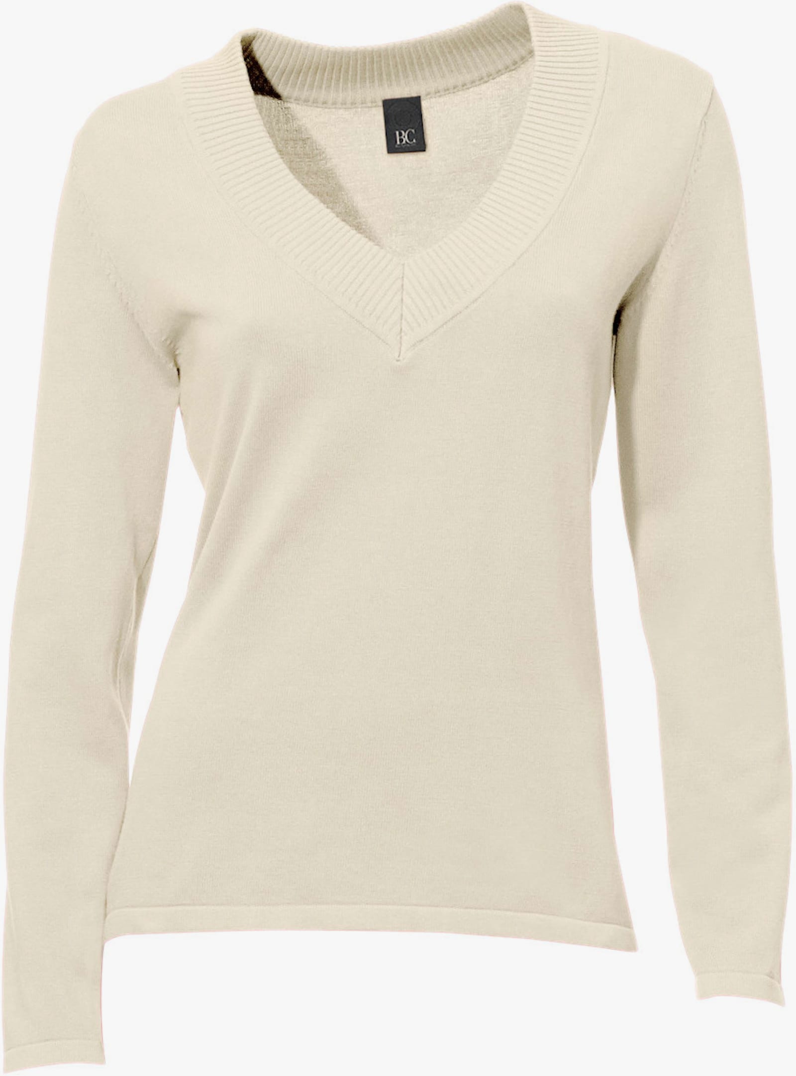 heine V-Ausschnitt-Pullover aus reiner Baumwolle - offwhite