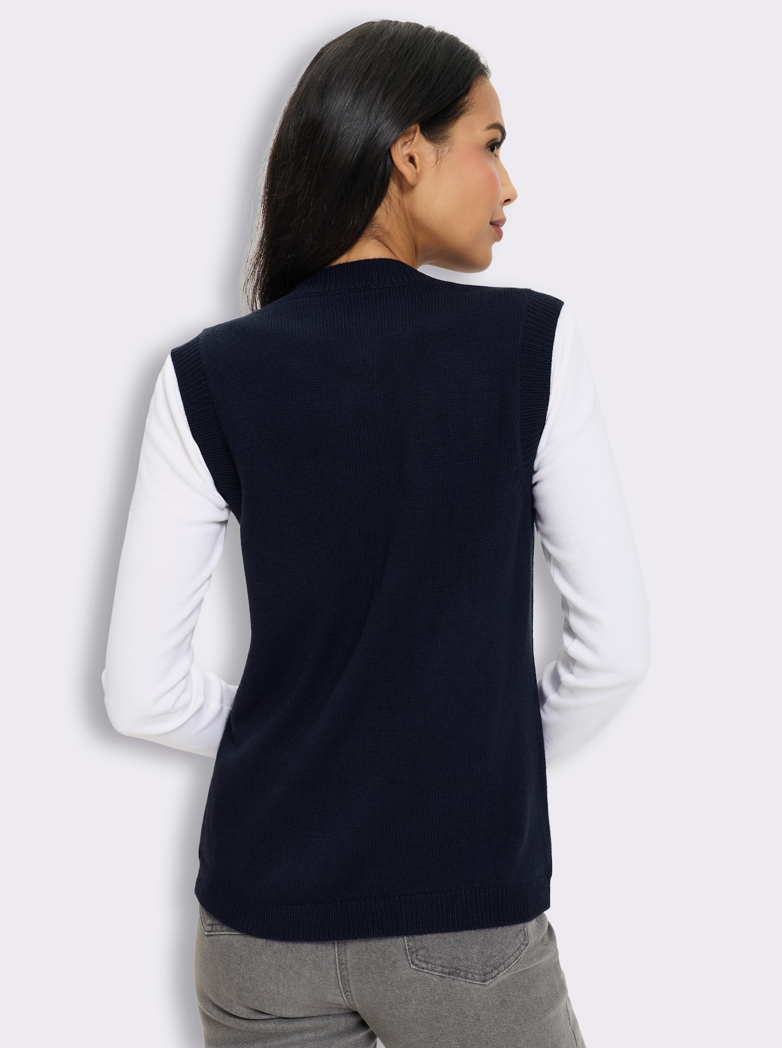 Strickweste mit abgerundetem Saum - marine