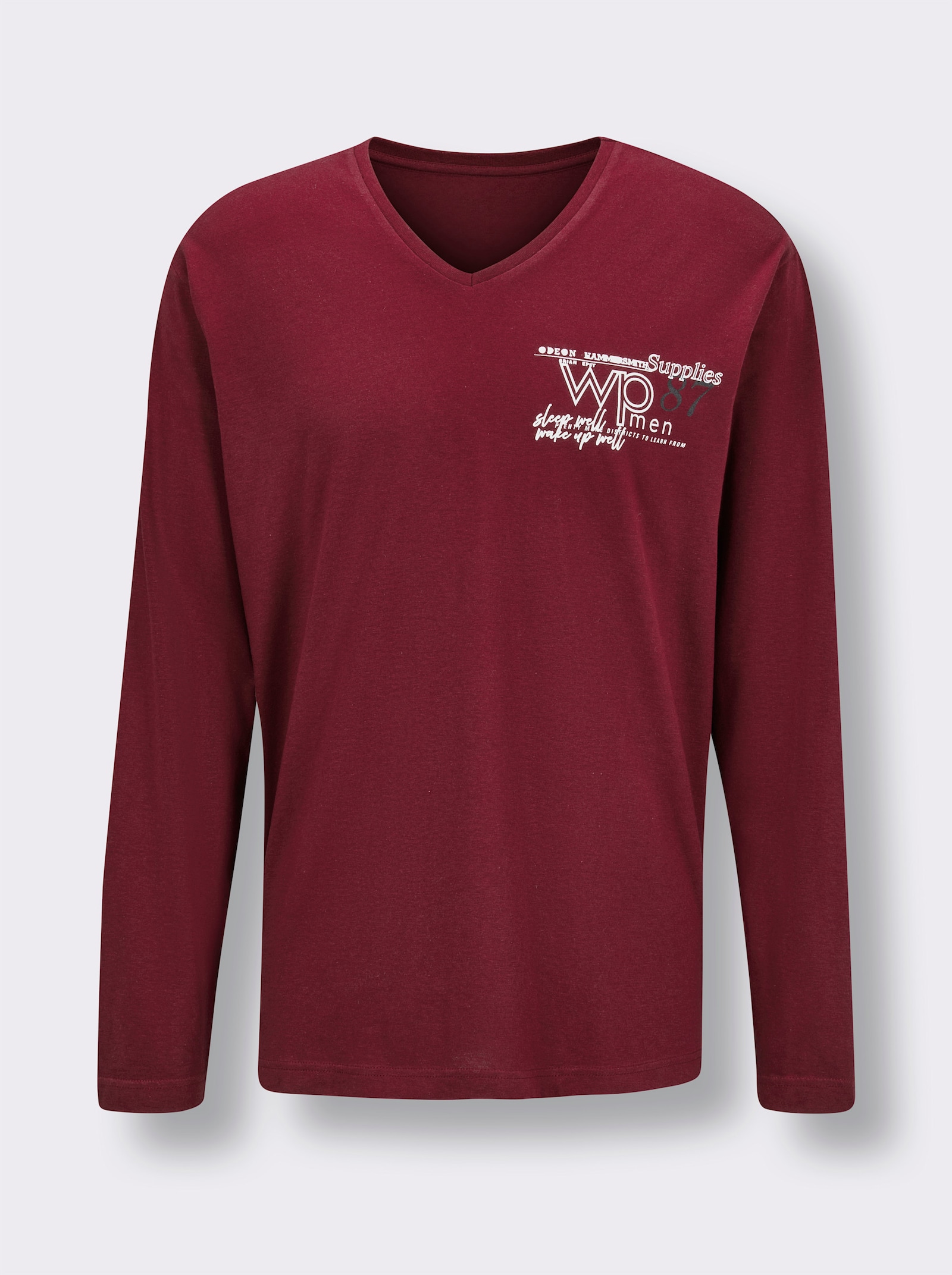 wäschepur men Schlafanzug-Shirt - dunkelrot