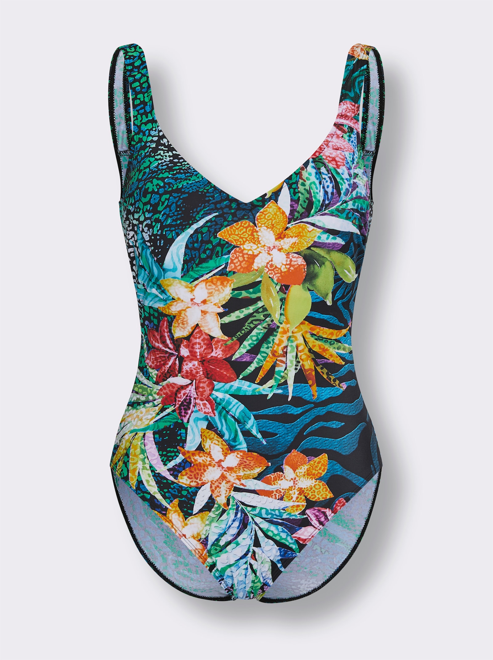 Badeanzug - blau-grün-bedruckt