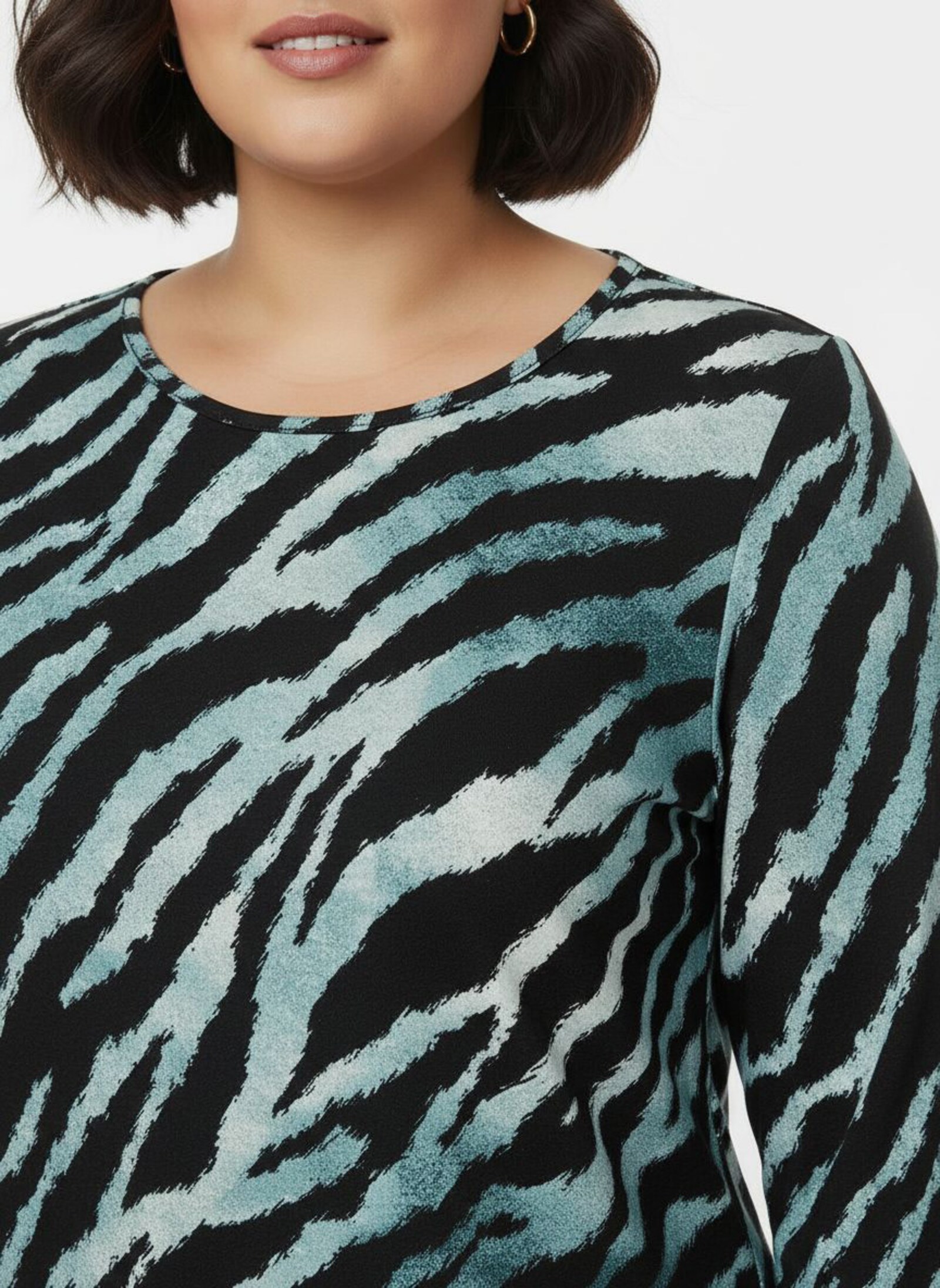 Print-Shirt im Animal-Dessin - schwarz-petrol-bedruckt