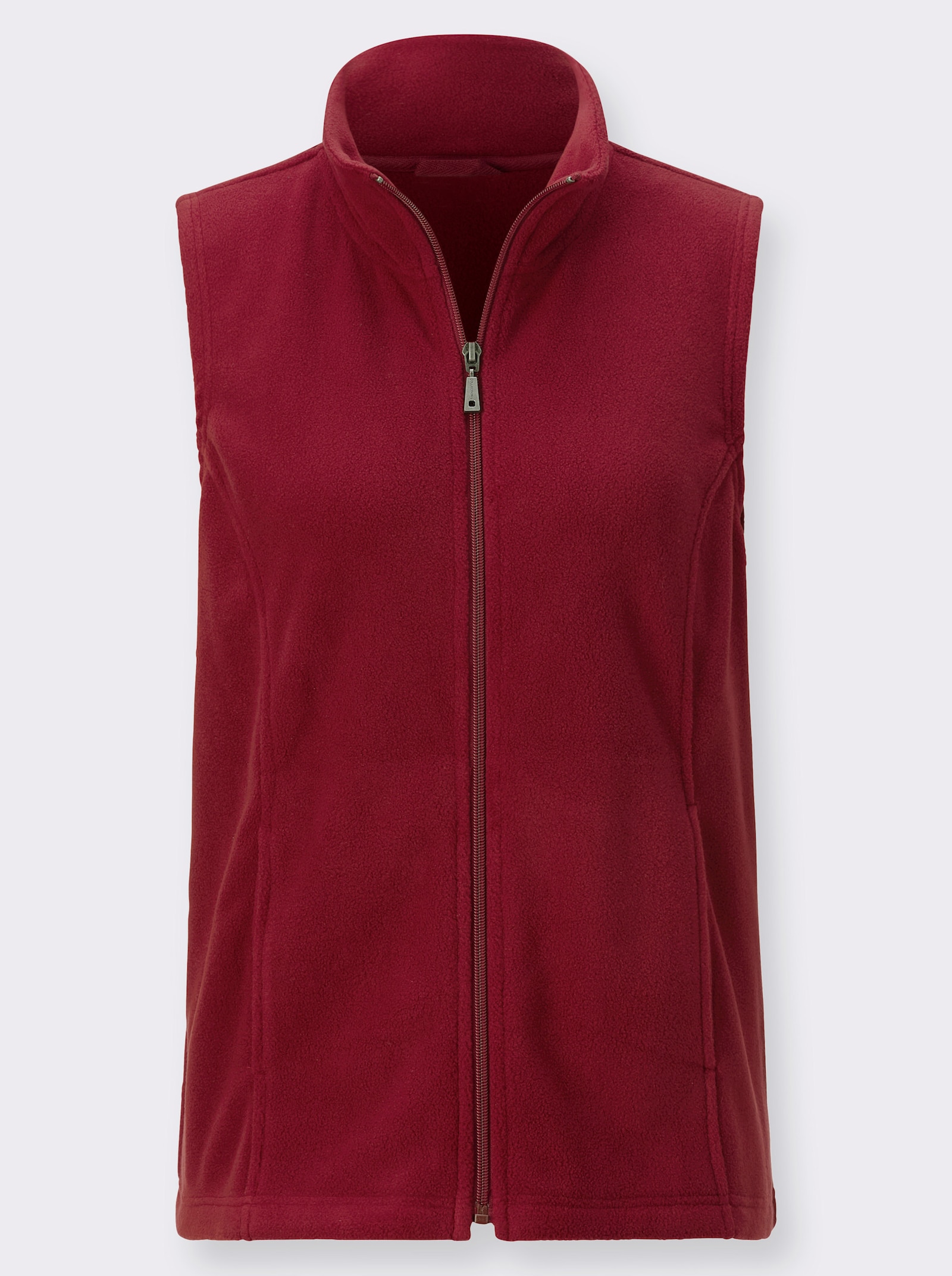 Fleecegilet met korte ritssluiting - donkerrood