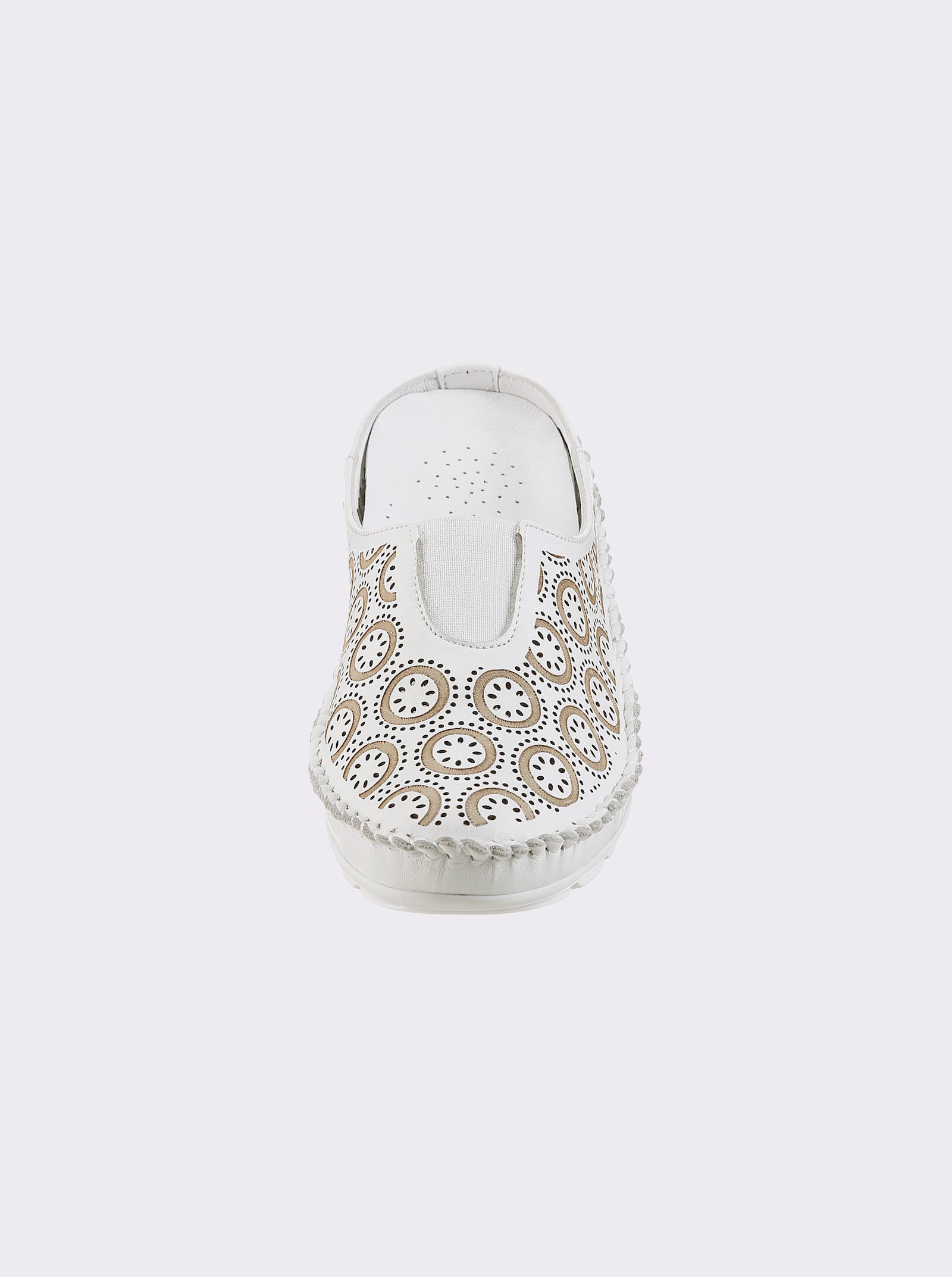Gemini Pantolette aus Leder mit Durchbrüchen - weiß
