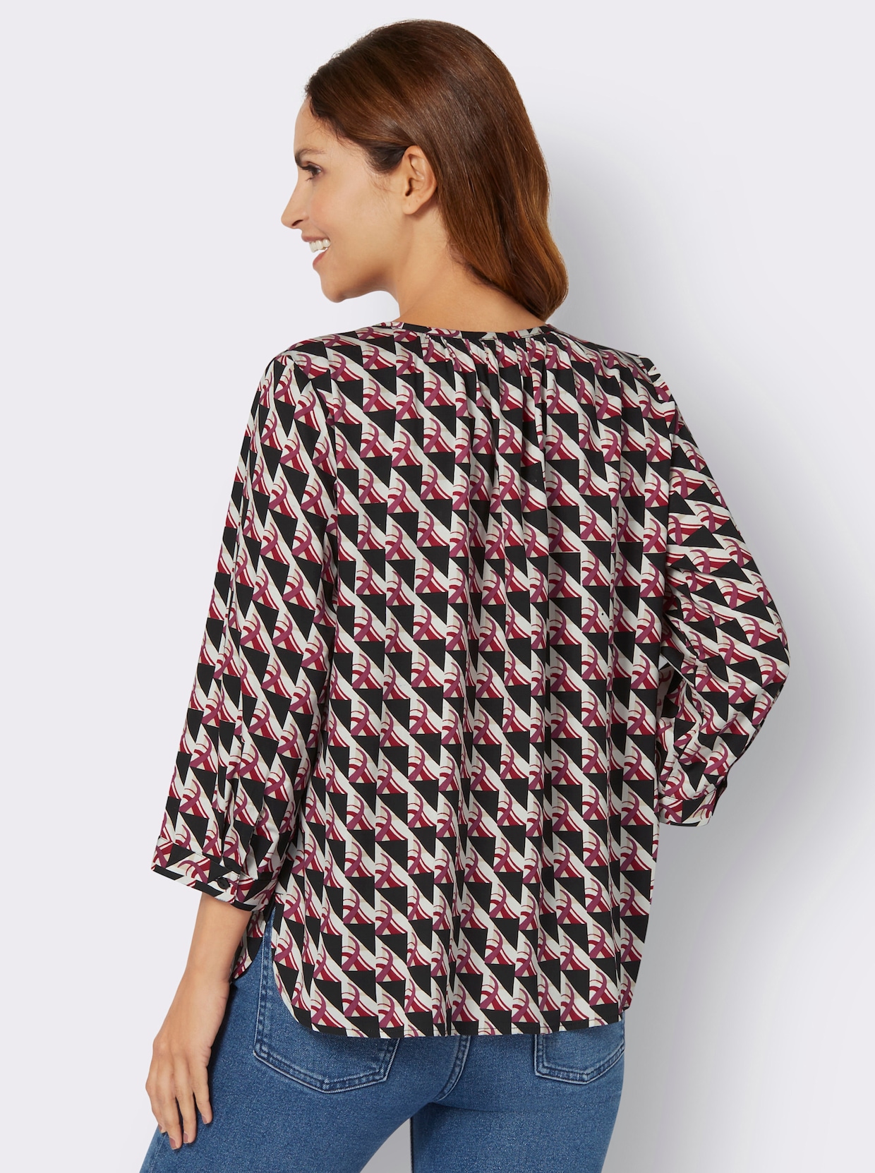 Blouse met print - zwart/rood geprint