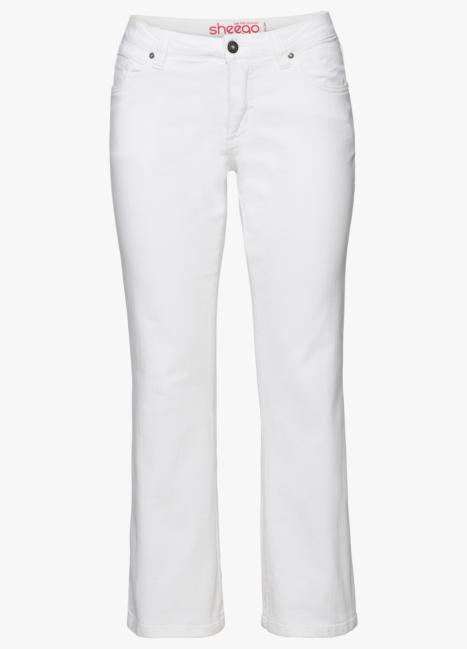 sheego Bootcut-Jeans mit Used-Effekten - white denim