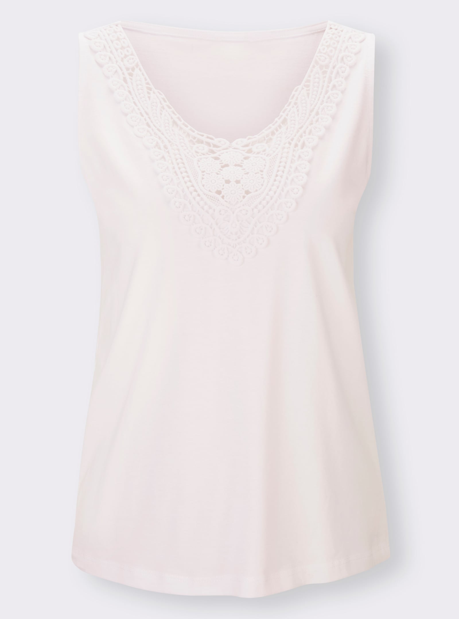 heine Shirttop mit Spitzen-Applikation - ecru