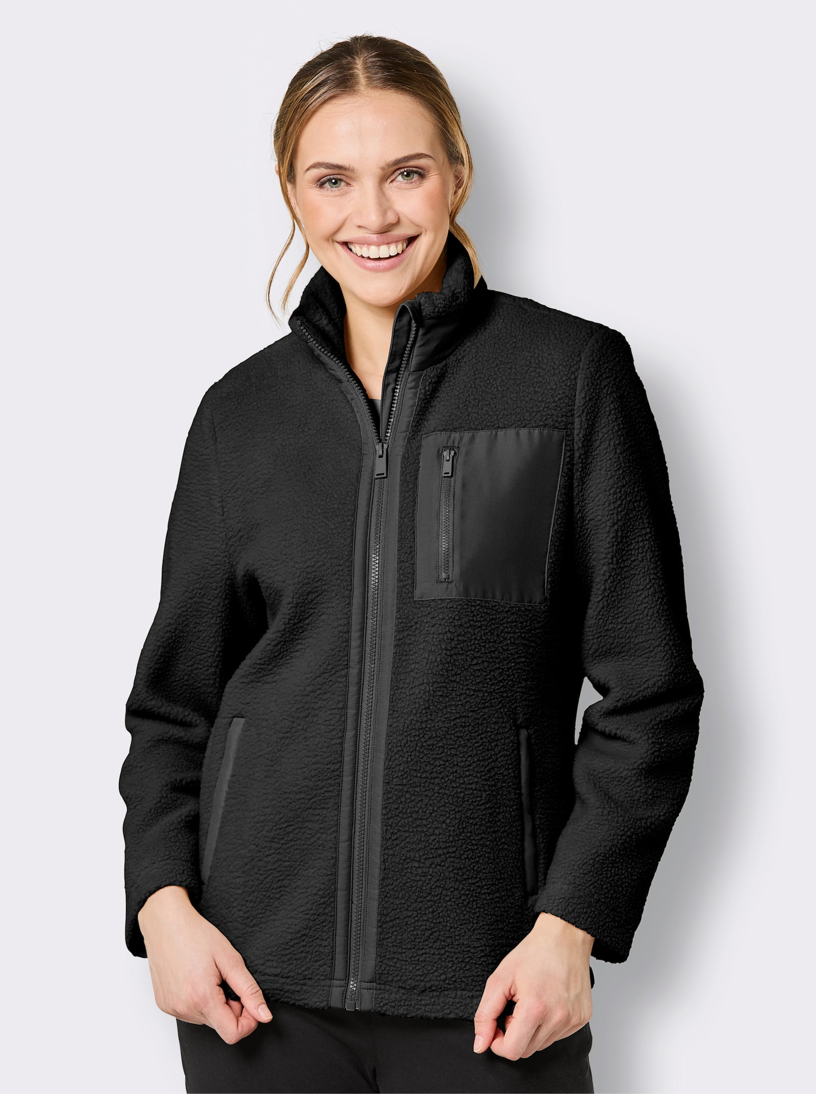 Catamaran Sports Teddy-Jacke mit 3 Reißverschluss-Taschen - schwarz