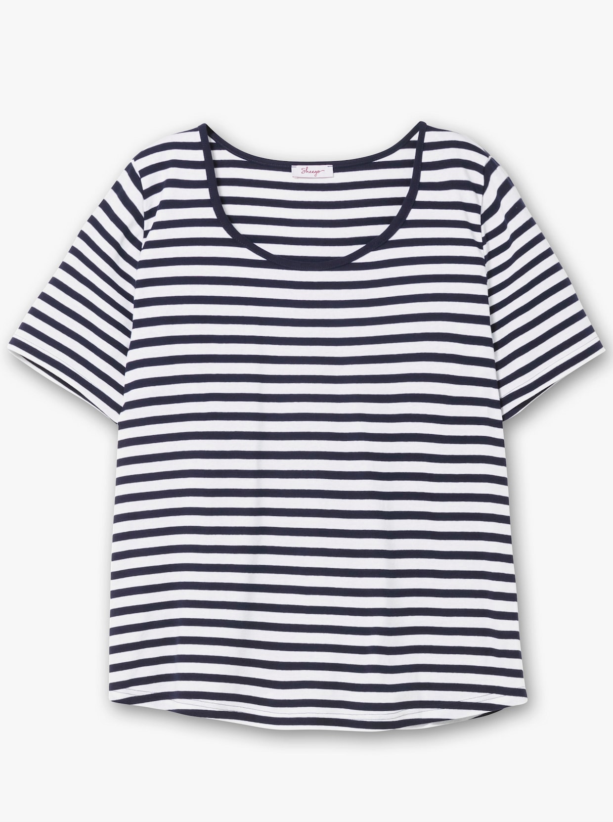 sheego Streifenshirt mit Rundhalsausschnitt - marine-weiß