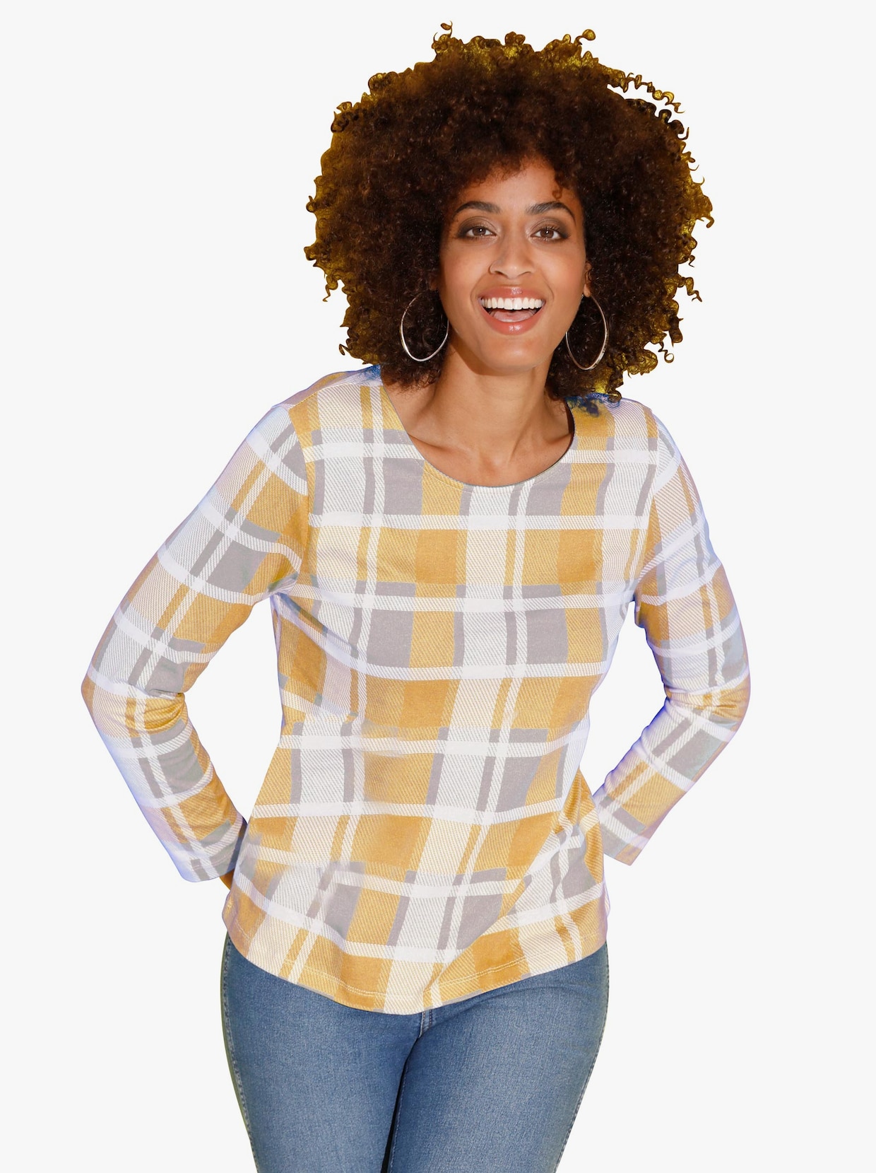 Shirt met lange mouwen - geel geruit