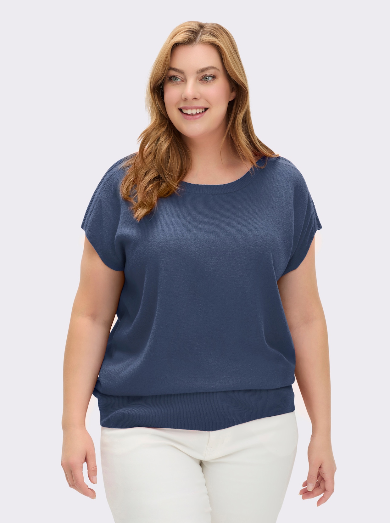 Pullunder mit U-Boot-Ausschnitt - jeansblau