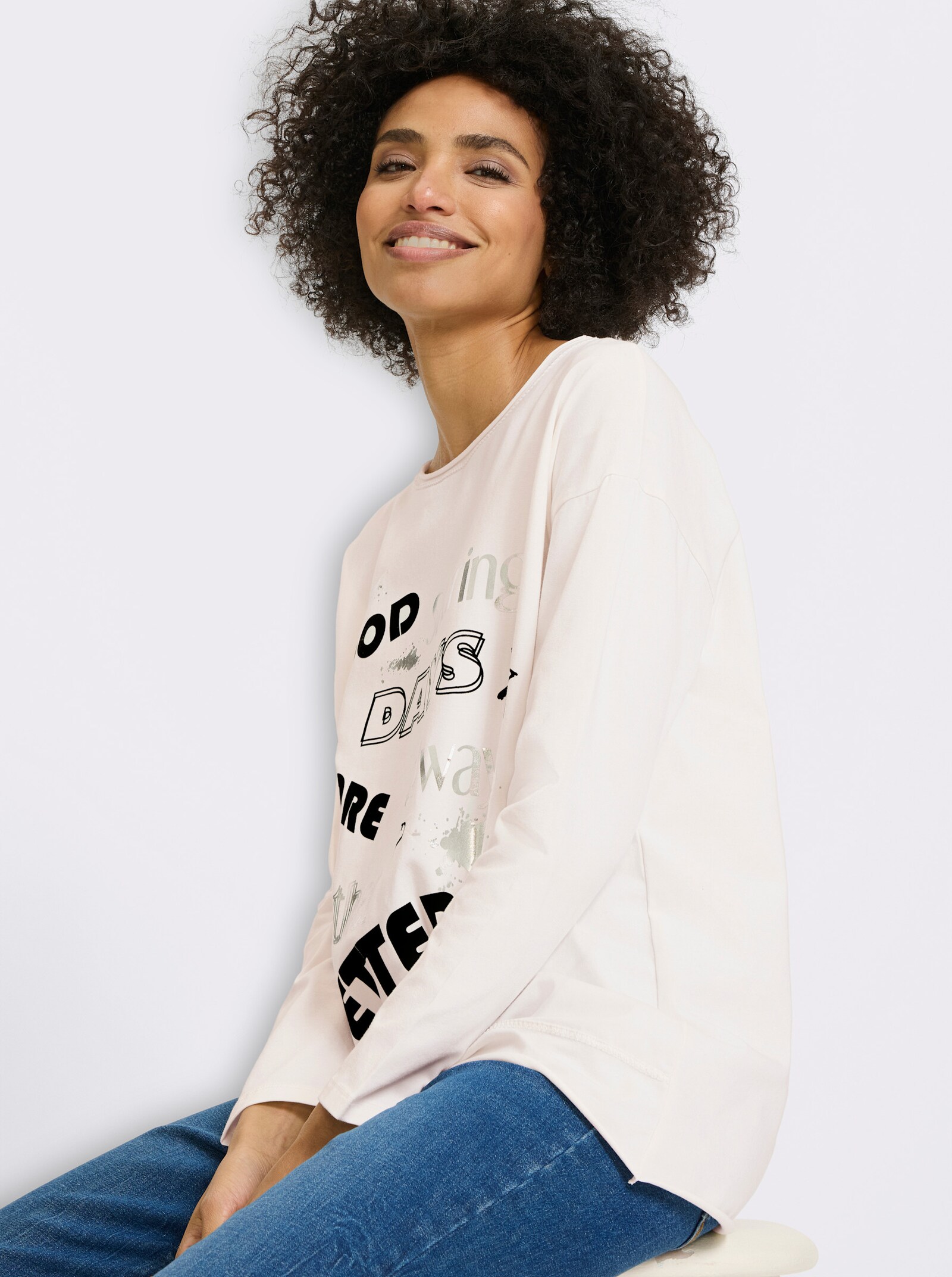 heine Langarmshirt mit silberfarbenen Details - ecru