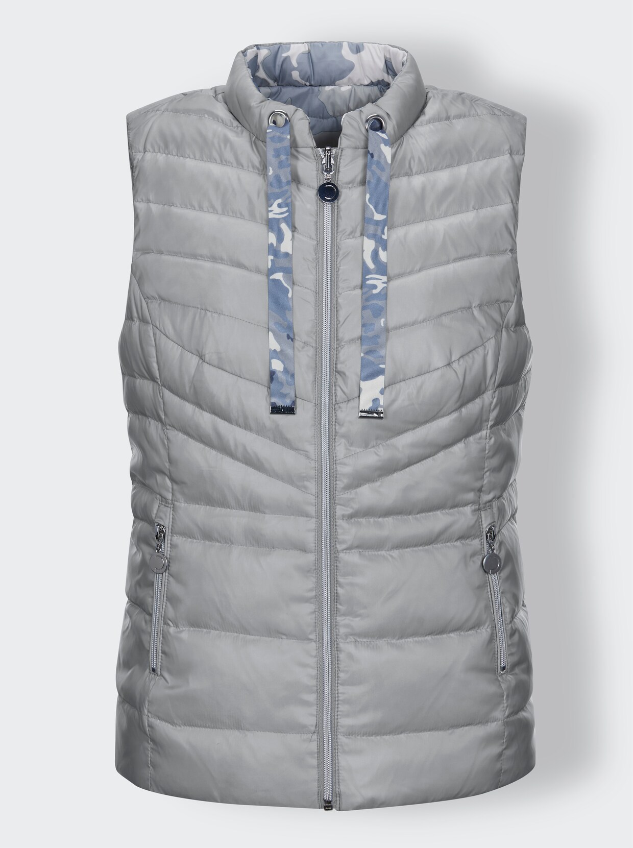 CREATION L PREMIUM Keerbaar donzen gilet - steengrijs + steengrijs bedrukt