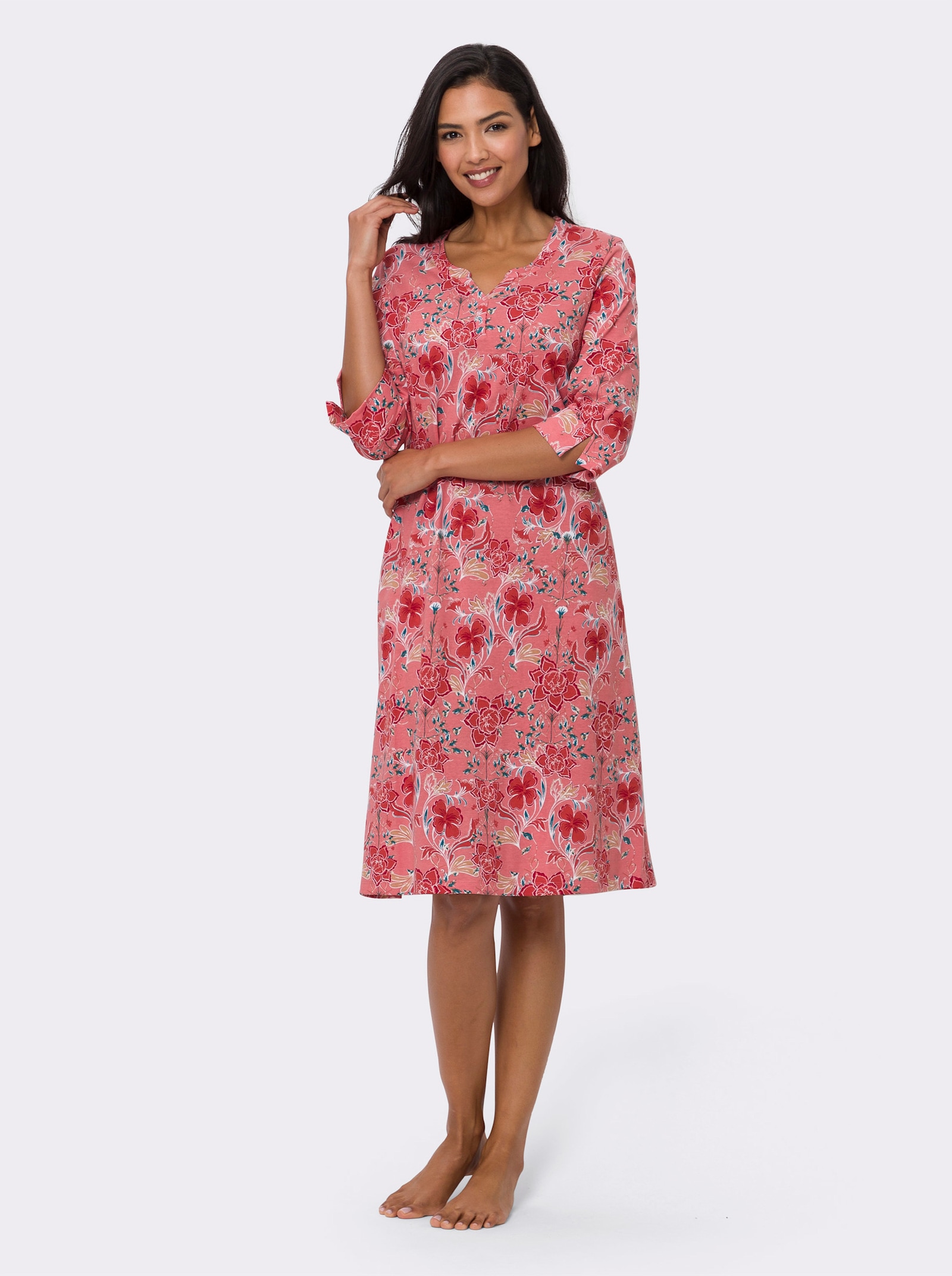 Zomerjurk met 3/4-mouwen - flamingo bedrukt