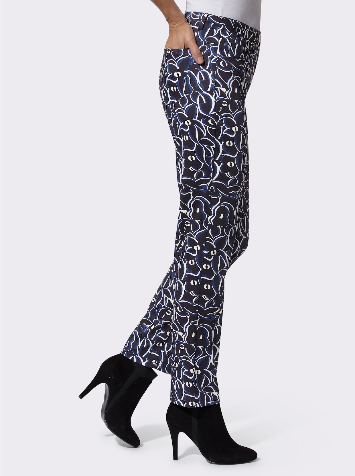 Bedrukte broek - marine/koningsblauw bedrukt
