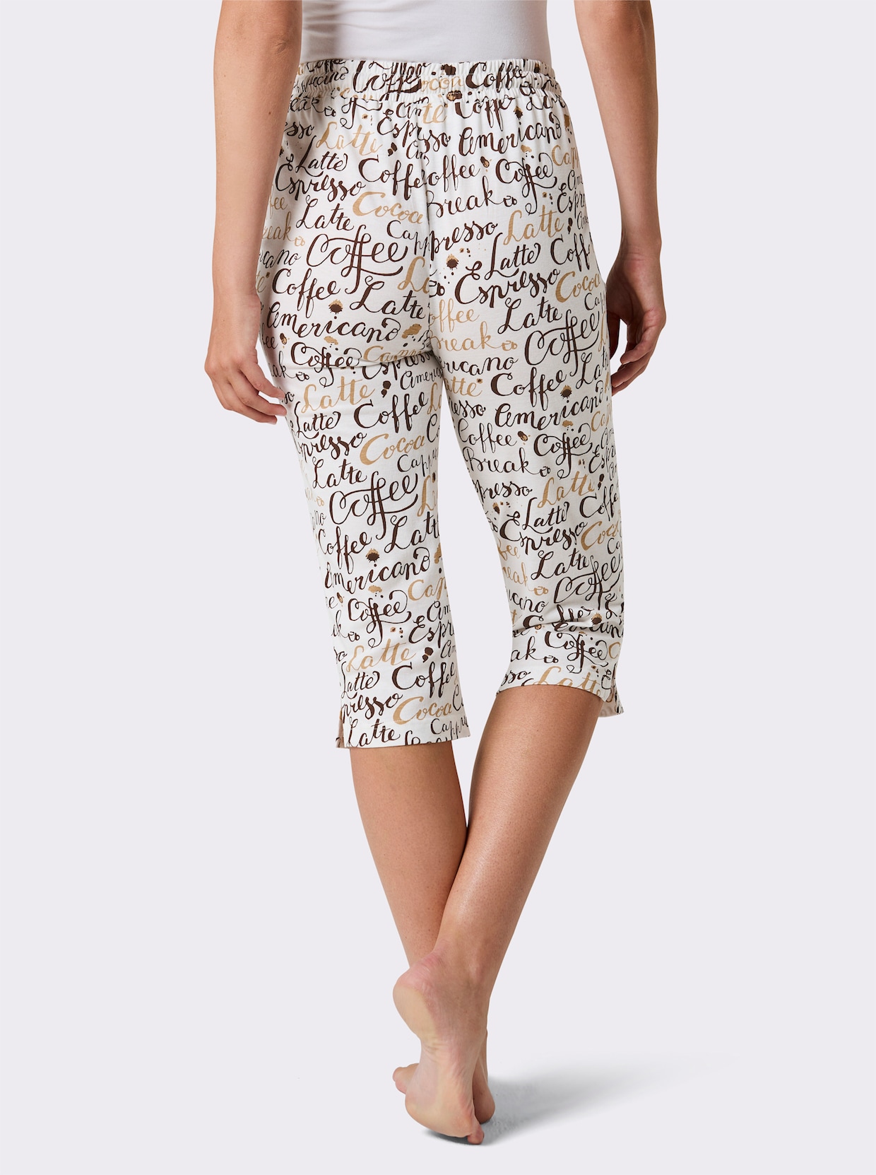 wäschepur Capri-Hose - ecru-schoko-bedruckt