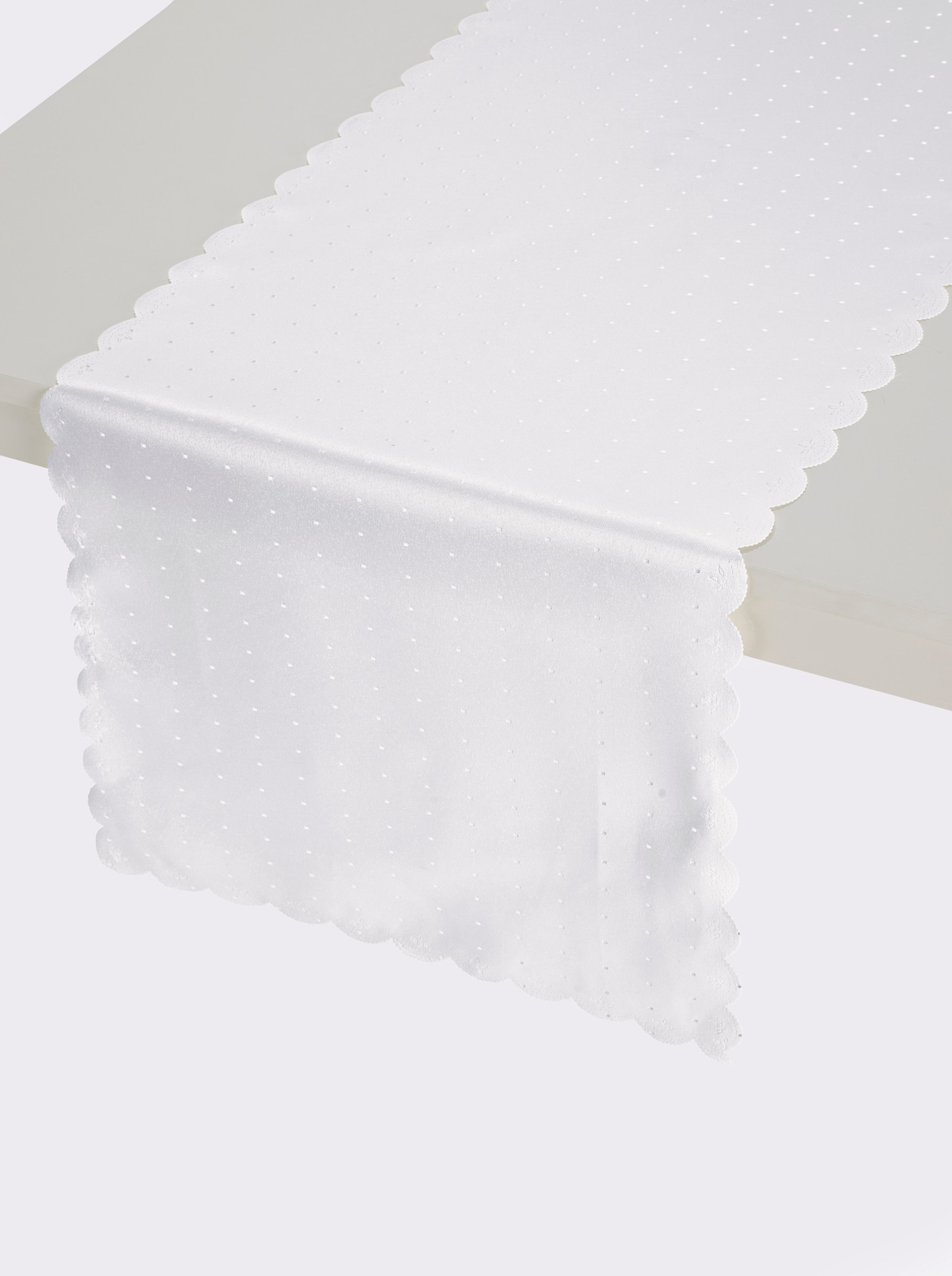 Tischdecke mit gebogtem Abschluss - weiß