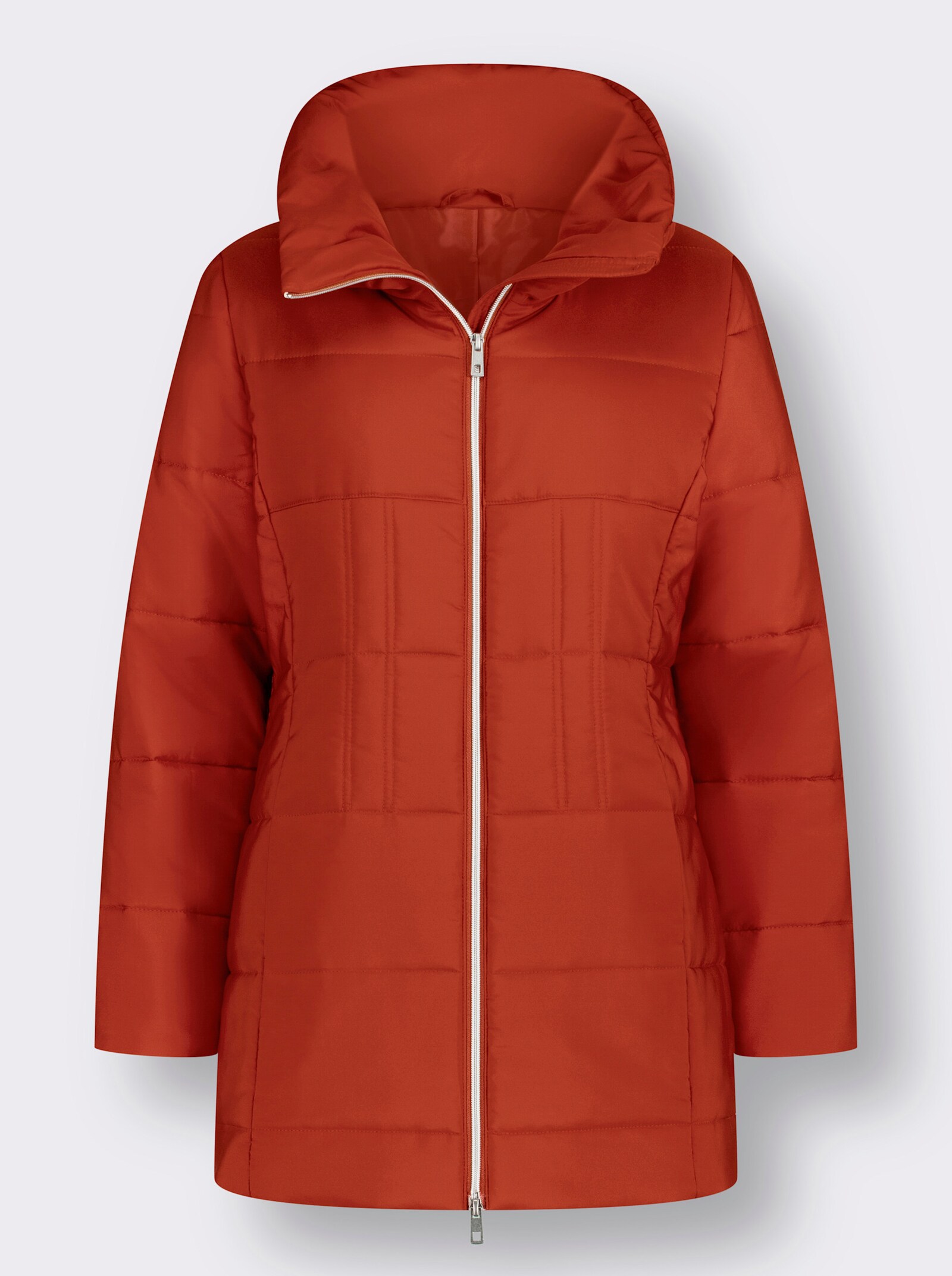 Steppjacke in taillierter Longform - rostrot