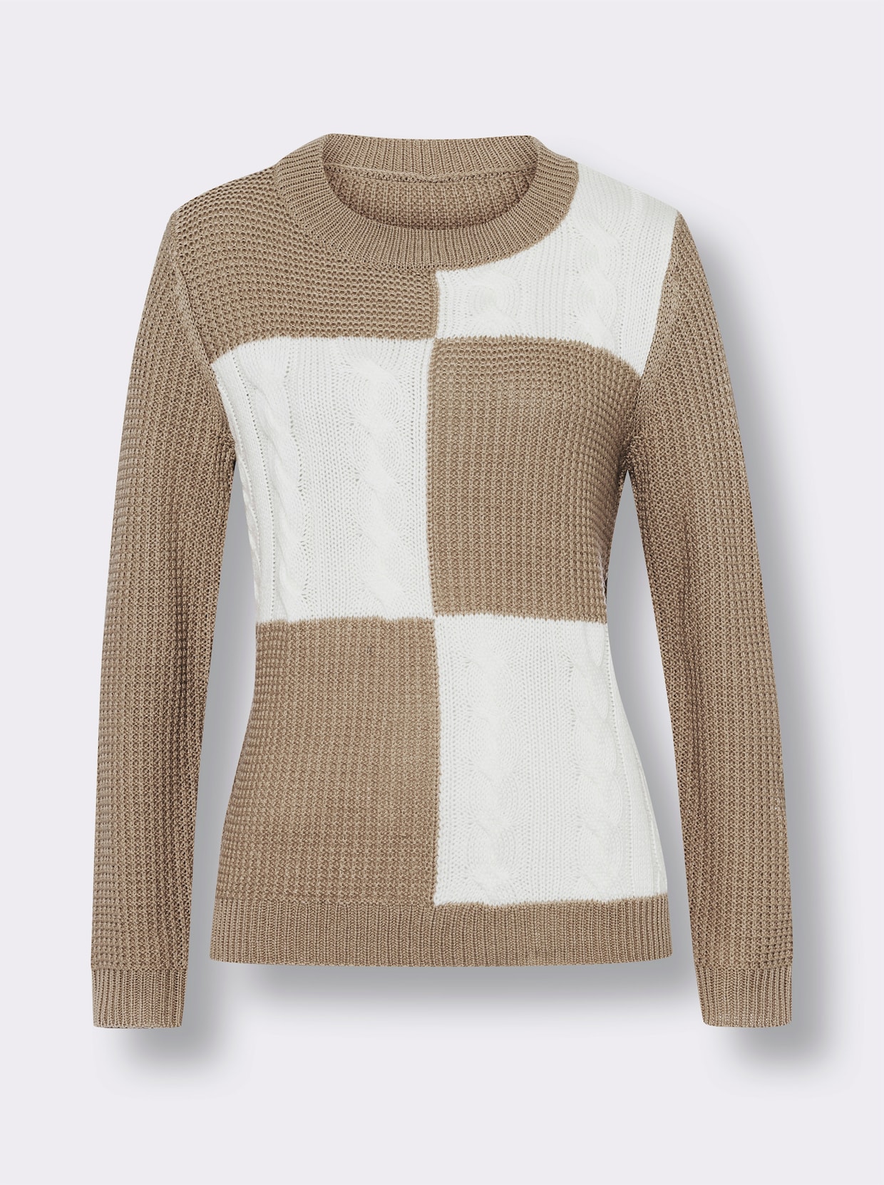 Langarm-Pullover - beige-ecru-gemustert