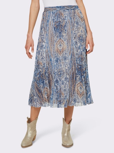 heine Rok met print - camel/middenblauw bedrukt