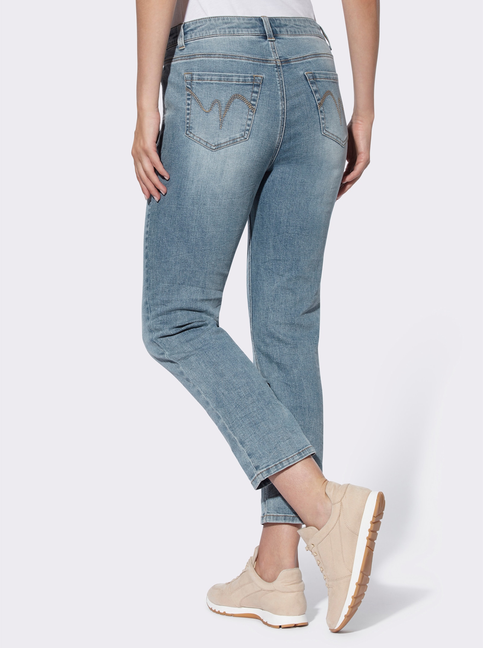 heine 5-pocketjeans met sierknoopsluiting - blue-bleached