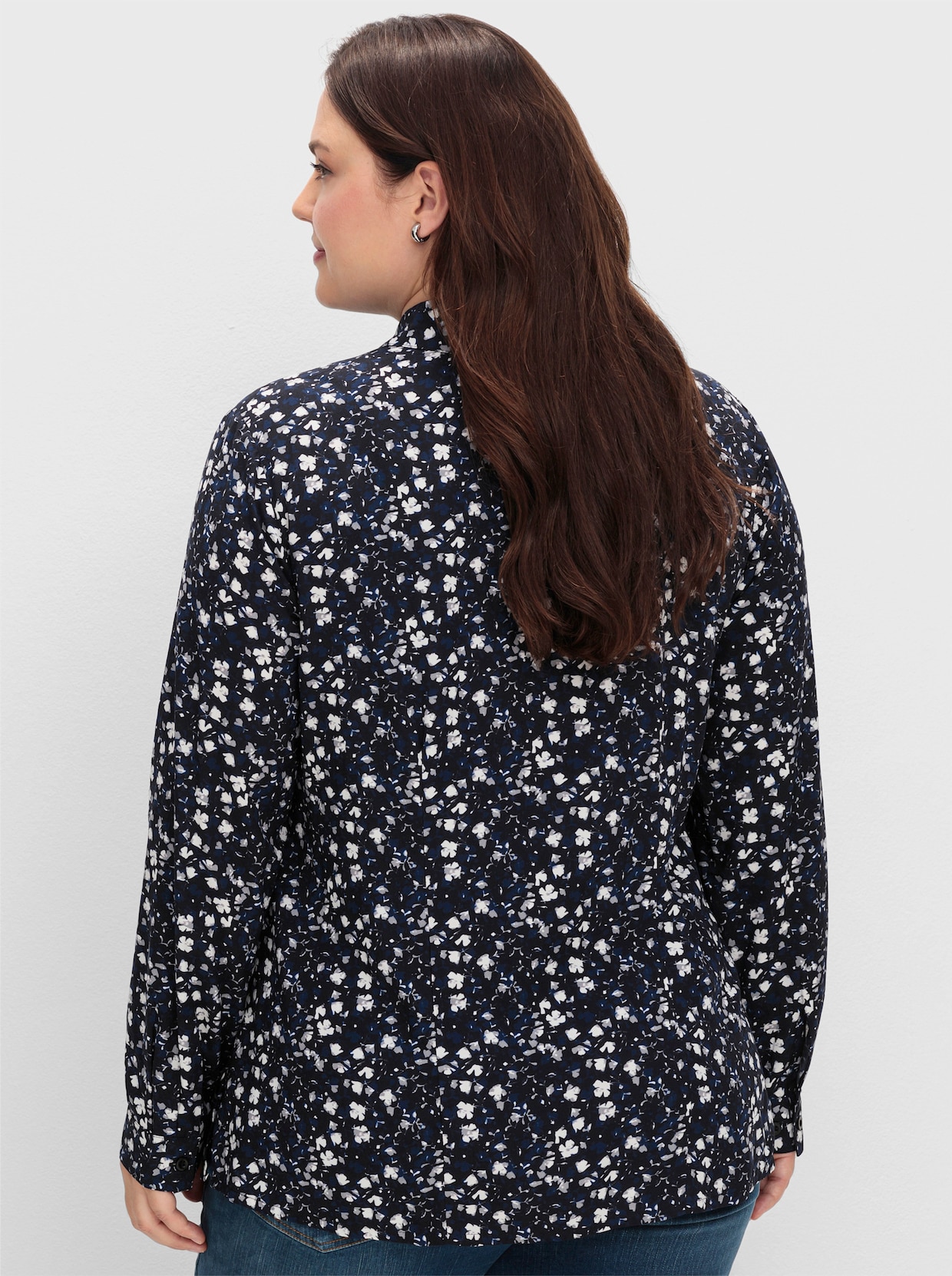 sheego Overhemdblouse - zwart + zwart geprint