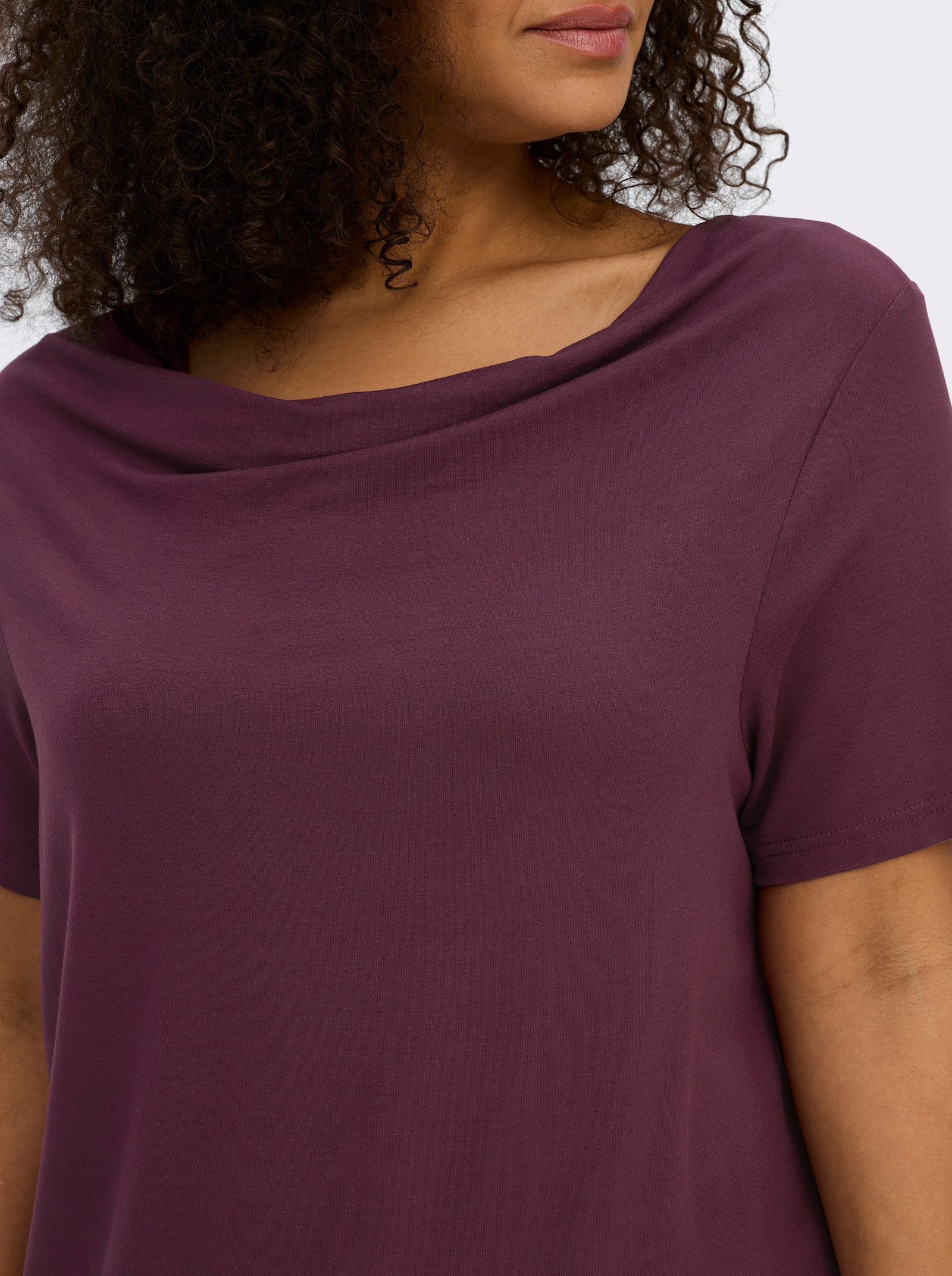 Wasserfallshirt mit kurzen Ärmeln - burgund