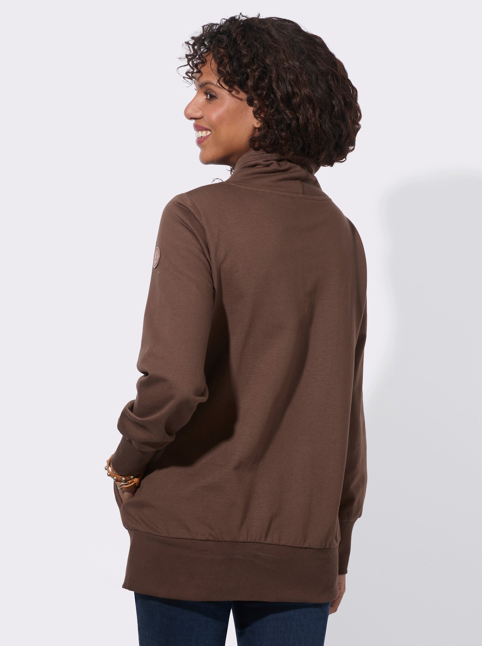  Sweatshirt mit asymmetrischem Kragen - schoko