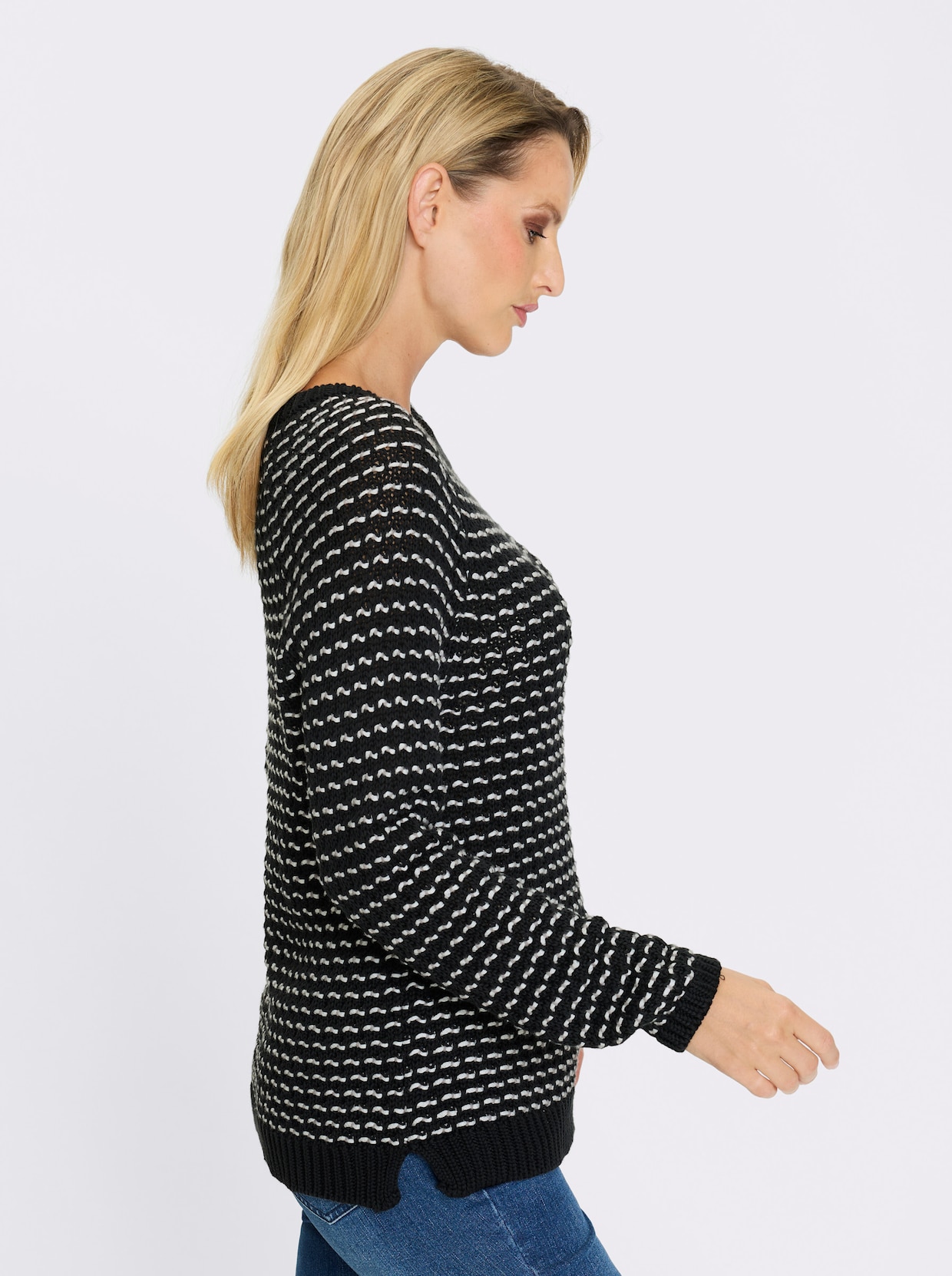 heine Strickpullover - schwarz-ecru-gemustert