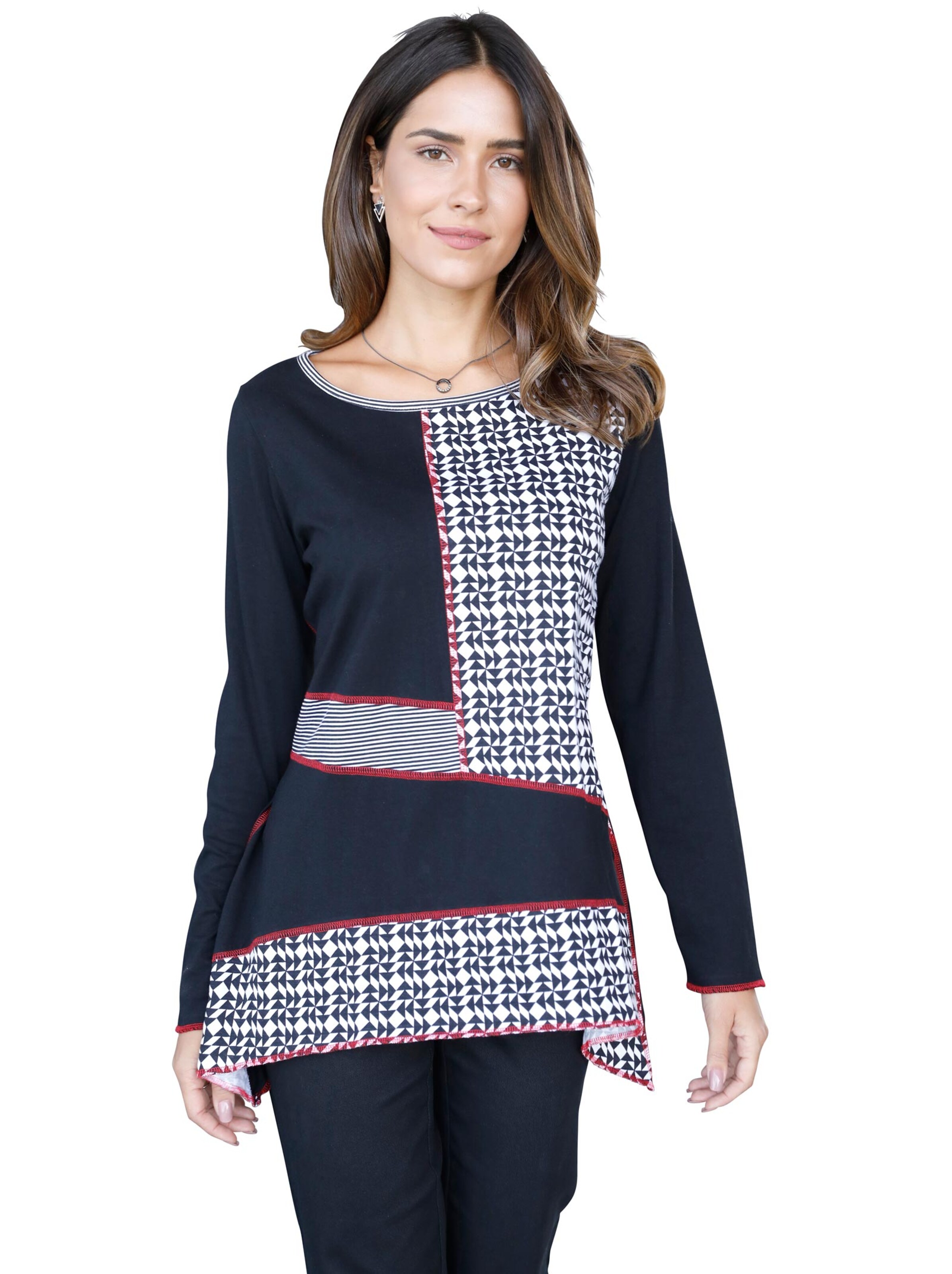 Shirt - schwarz-weiß-gemustert